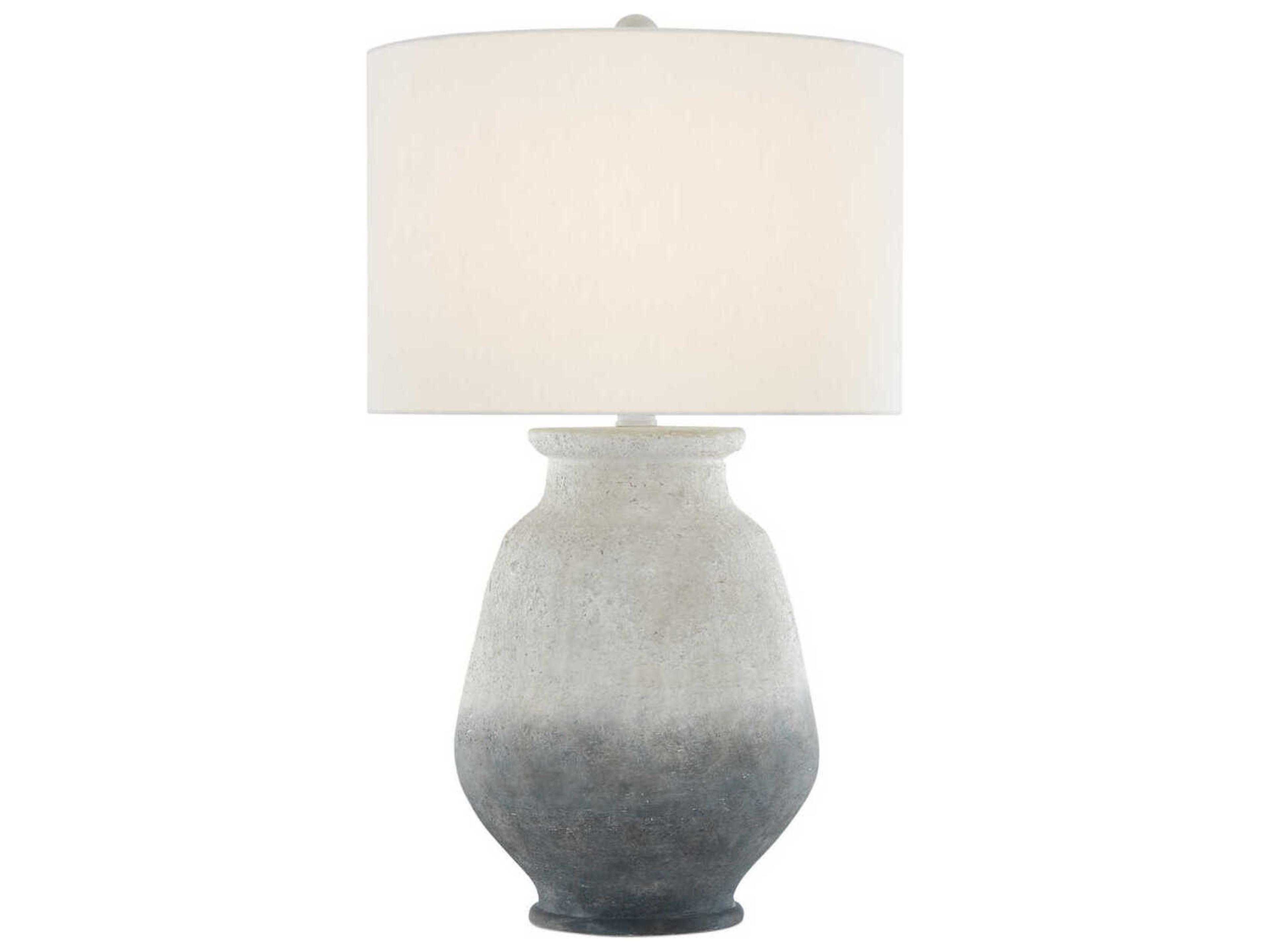 Currey & Company Cazalet Ash Ivory Blue Acrylic White Off Linen Buffet Lamp