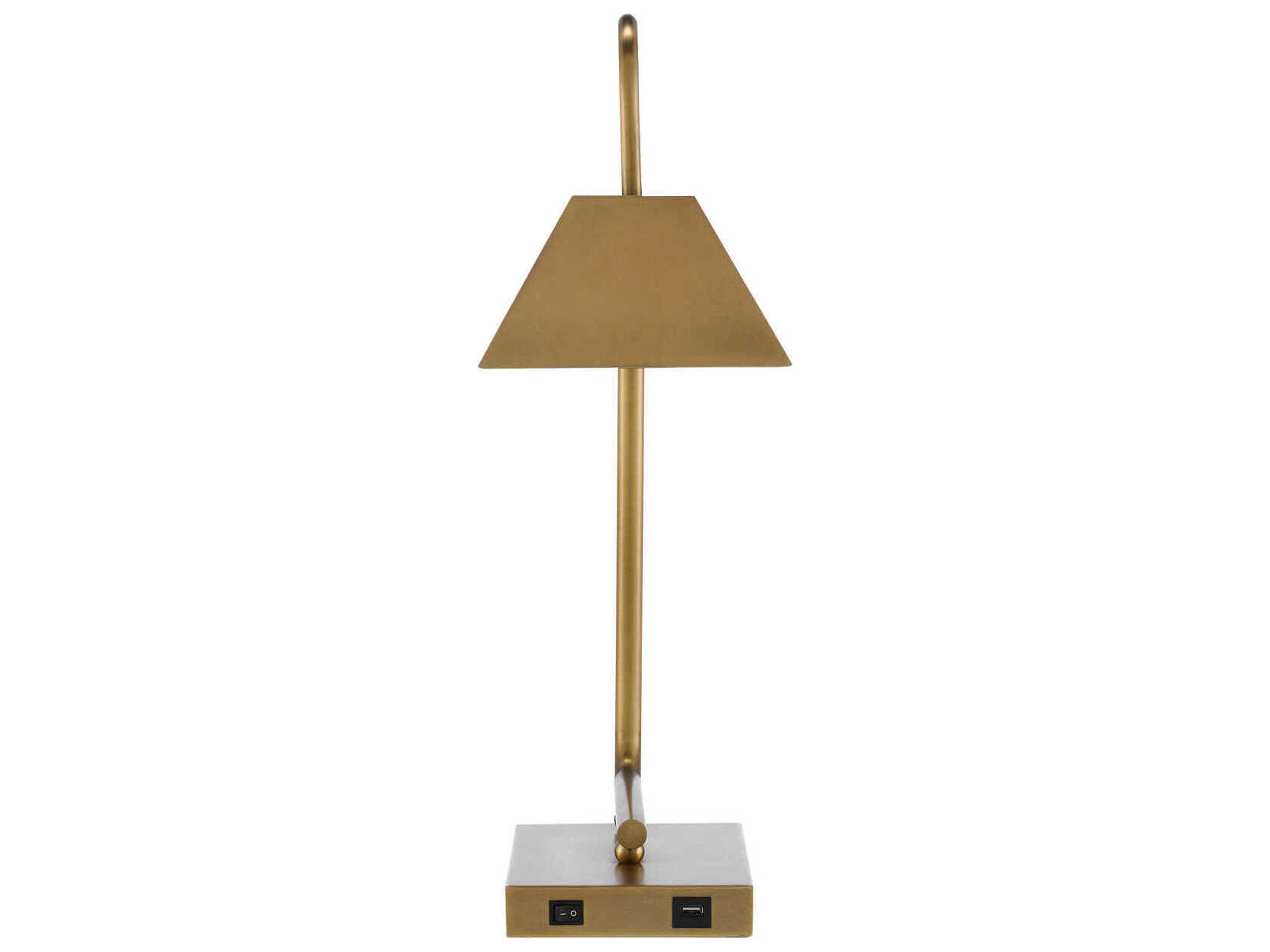 Currey & Company Hoxton 2-Light Antique Brass Metal Desk Lamp