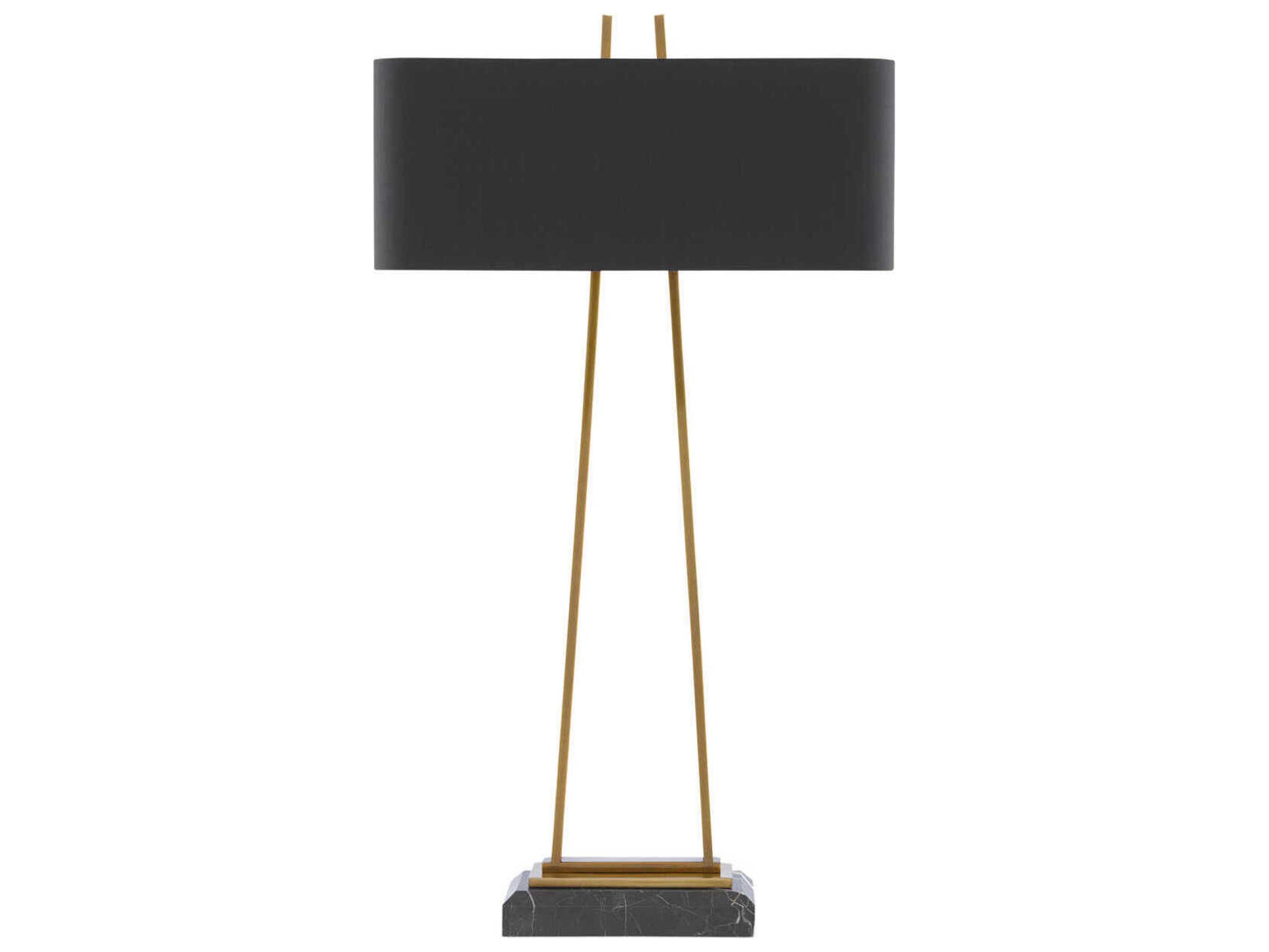 Currey & Company Adorn Antique Brass Black Shantung Buffet Lamp