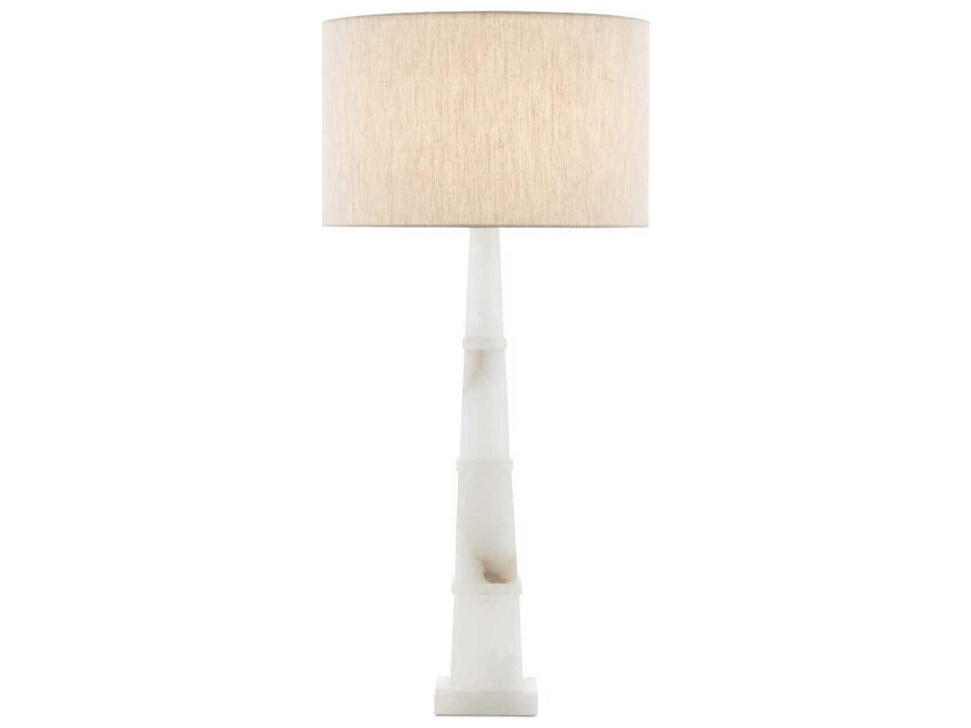 Currey & Company Alabastro Alabaster Polished Nickel White Buffet Lamp
