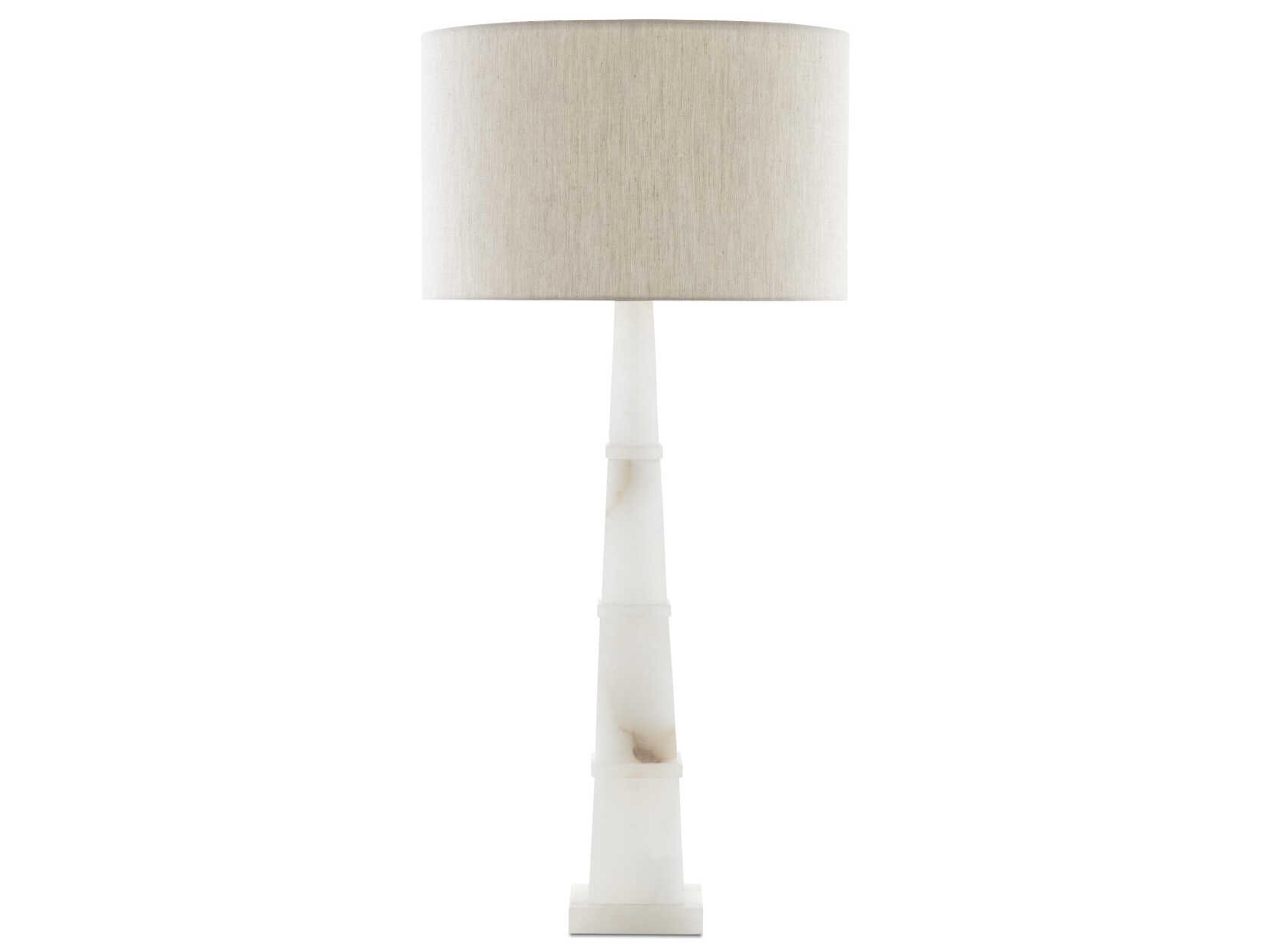 Currey & Company Alabastro Alabaster Polished Nickel White Buffet Lamp