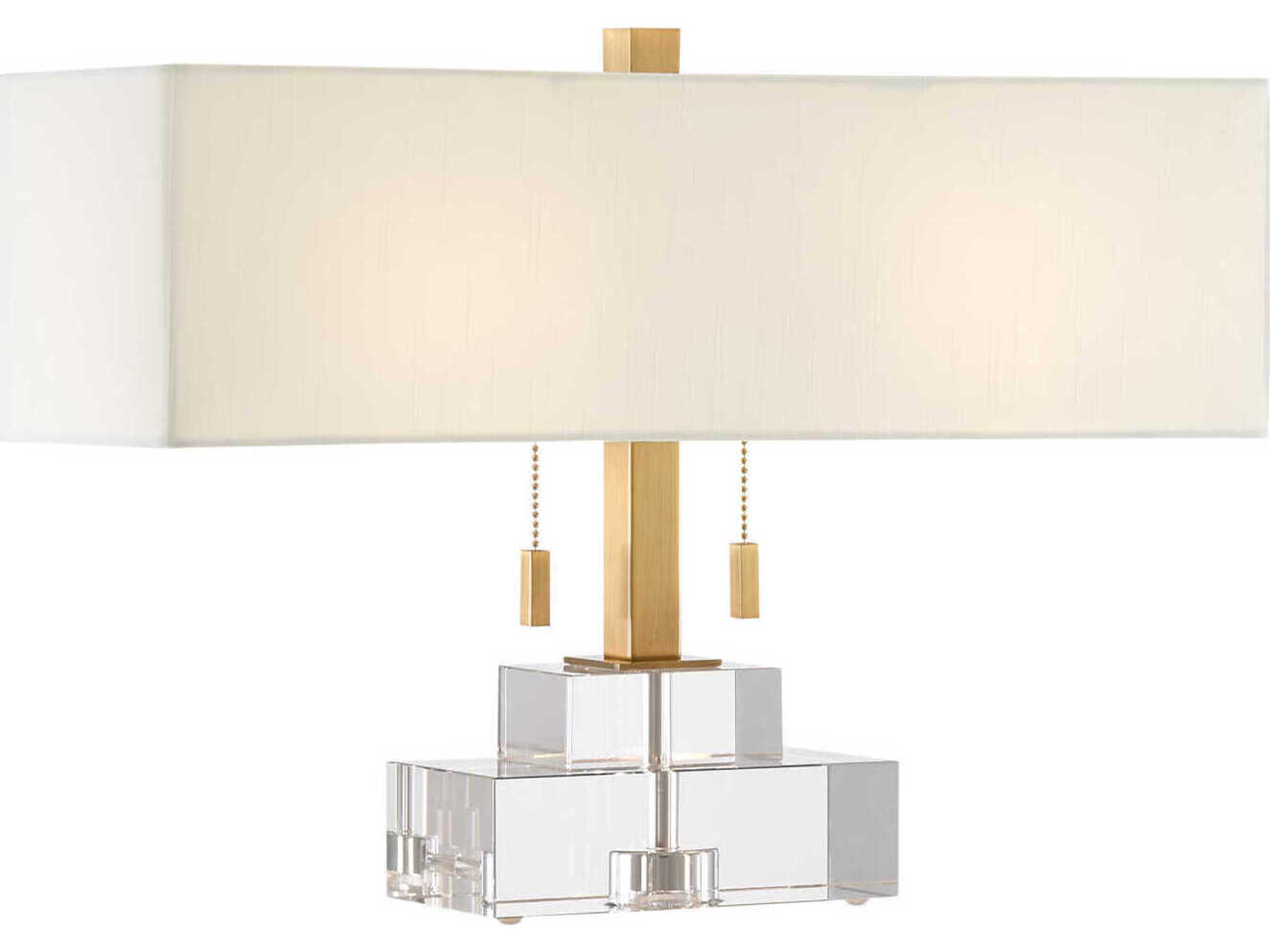 Currey & Company Chiara Crystal Clear Antique Brass Table Lamp