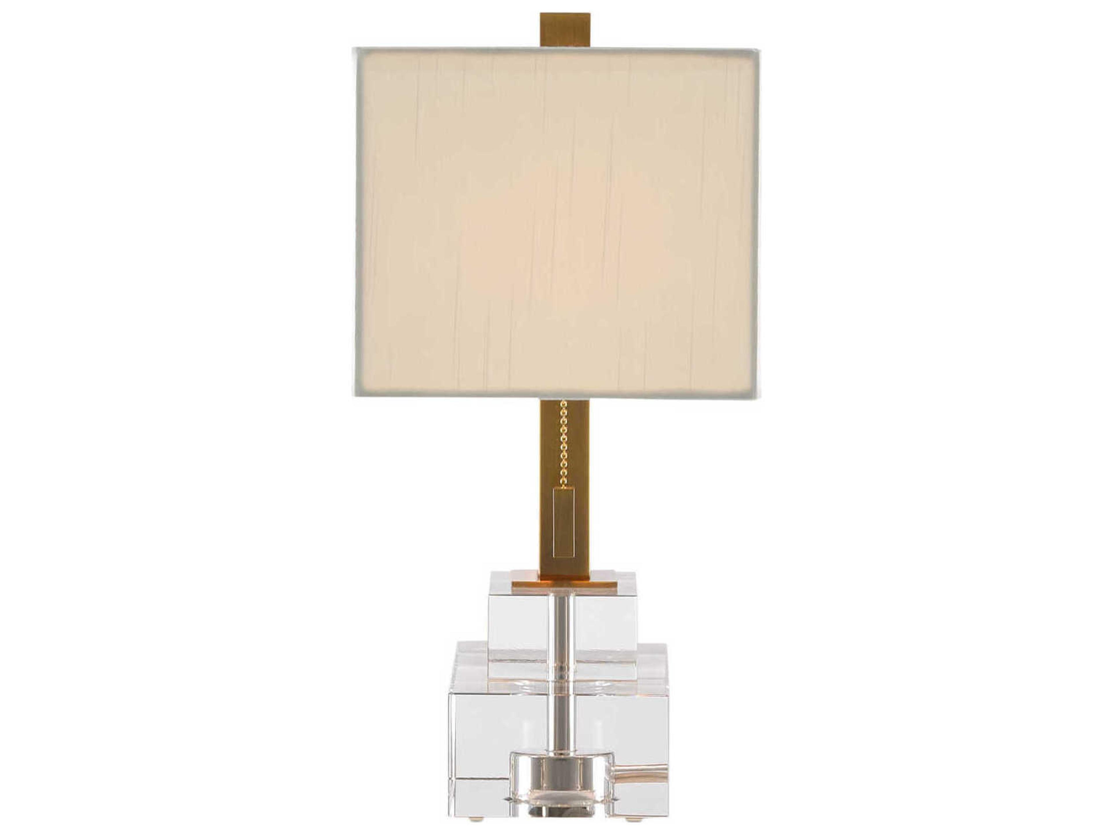 Currey & Company Chiara Crystal Clear Antique Brass Table Lamp