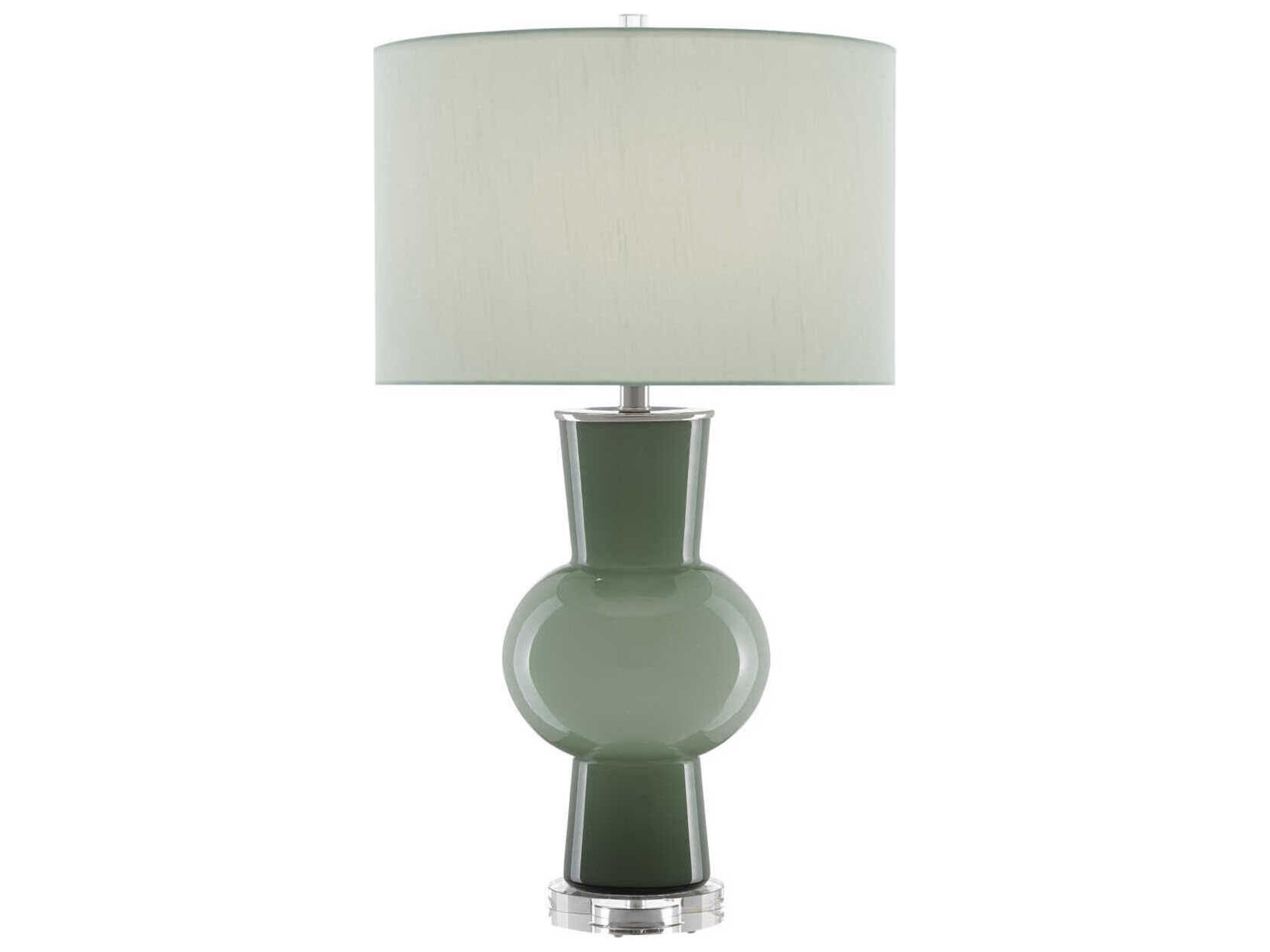Currey & Company Duende Crystal Glass Light Dark Green Polished Nickel Buffet Lamp