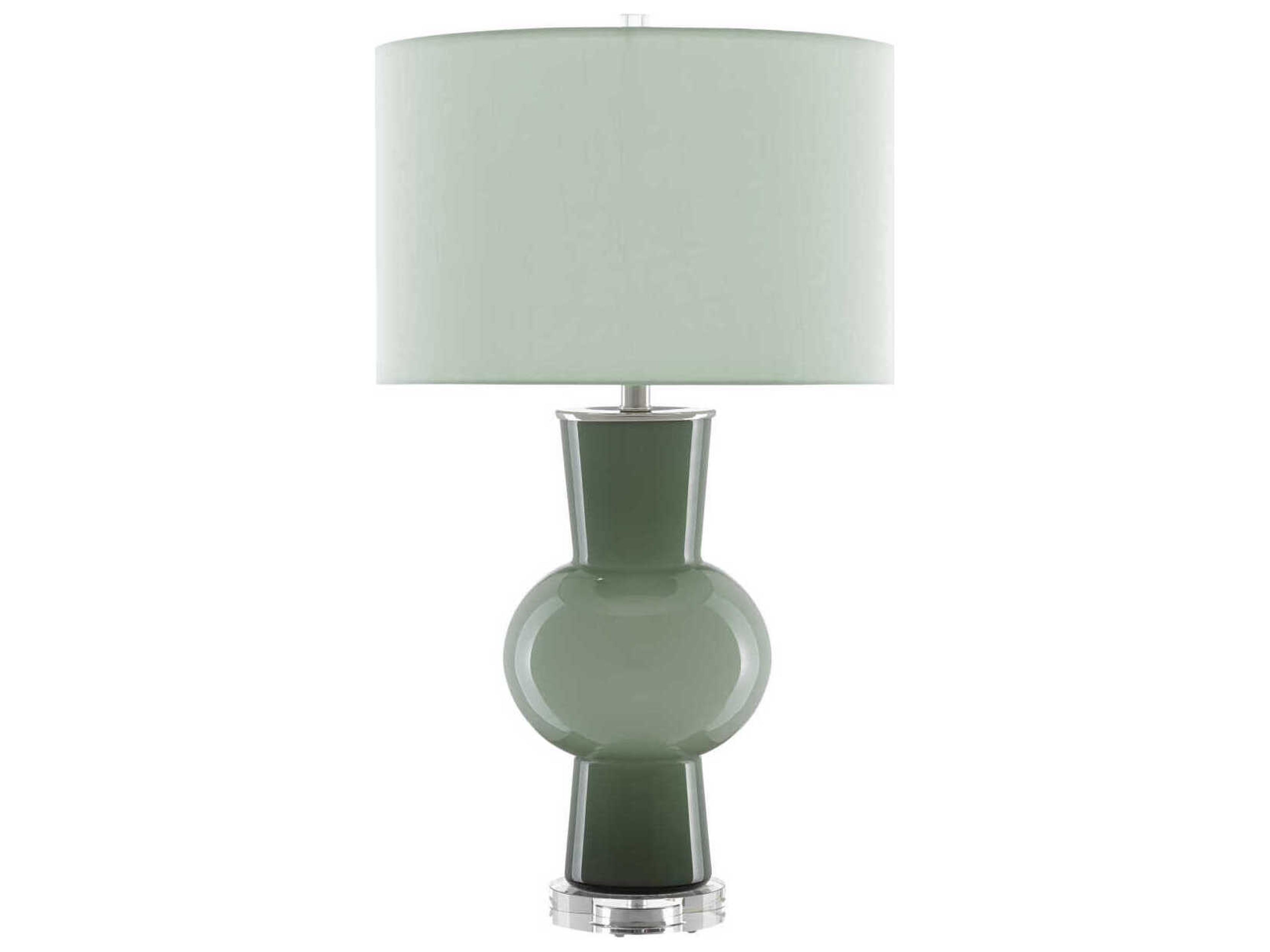 Currey & Company Duende Crystal Glass Light Dark Green Polished Nickel Buffet Lamp