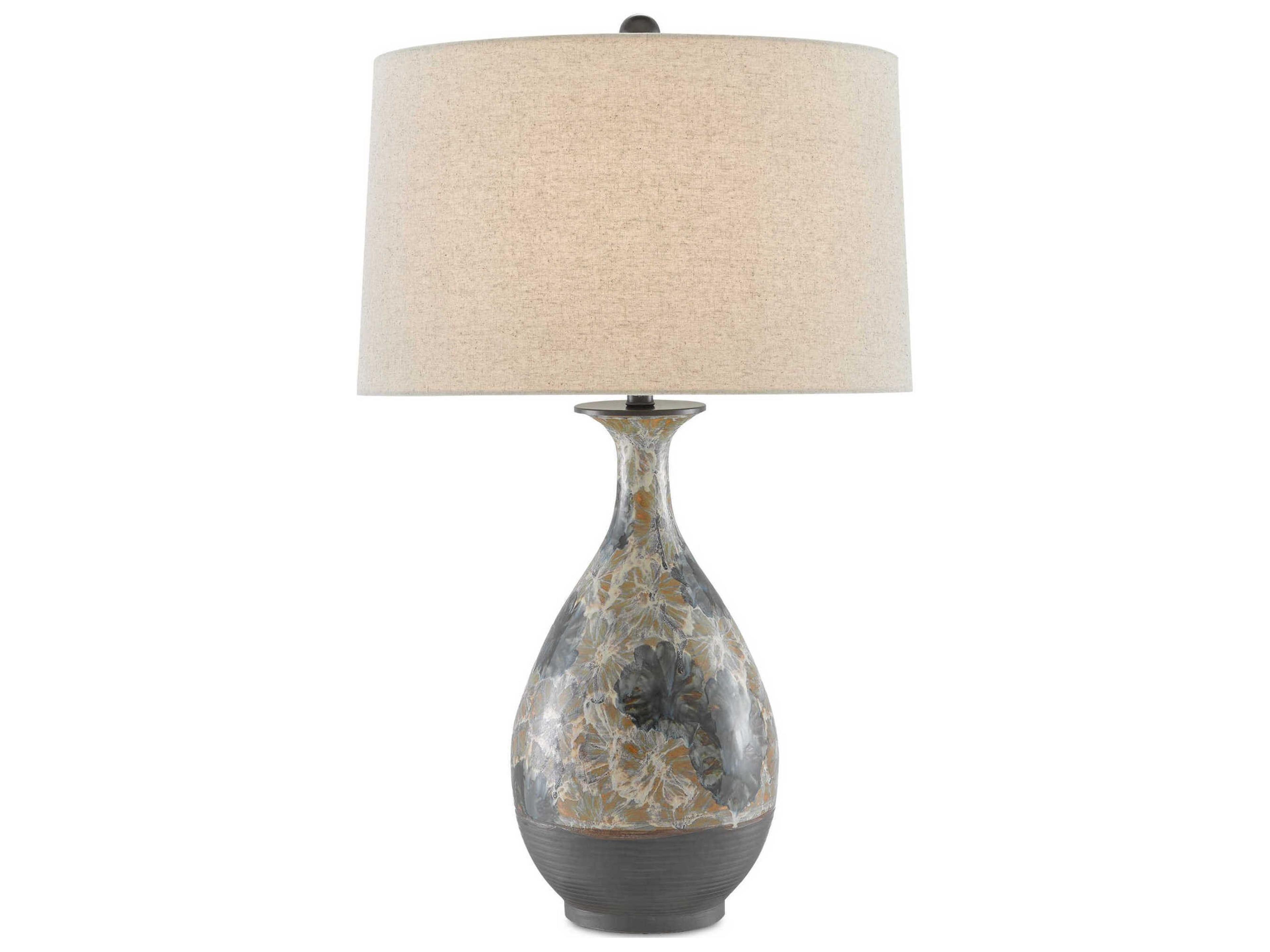 Currey & Company Frangipani Cream Blue Brown White Buffet Lamp