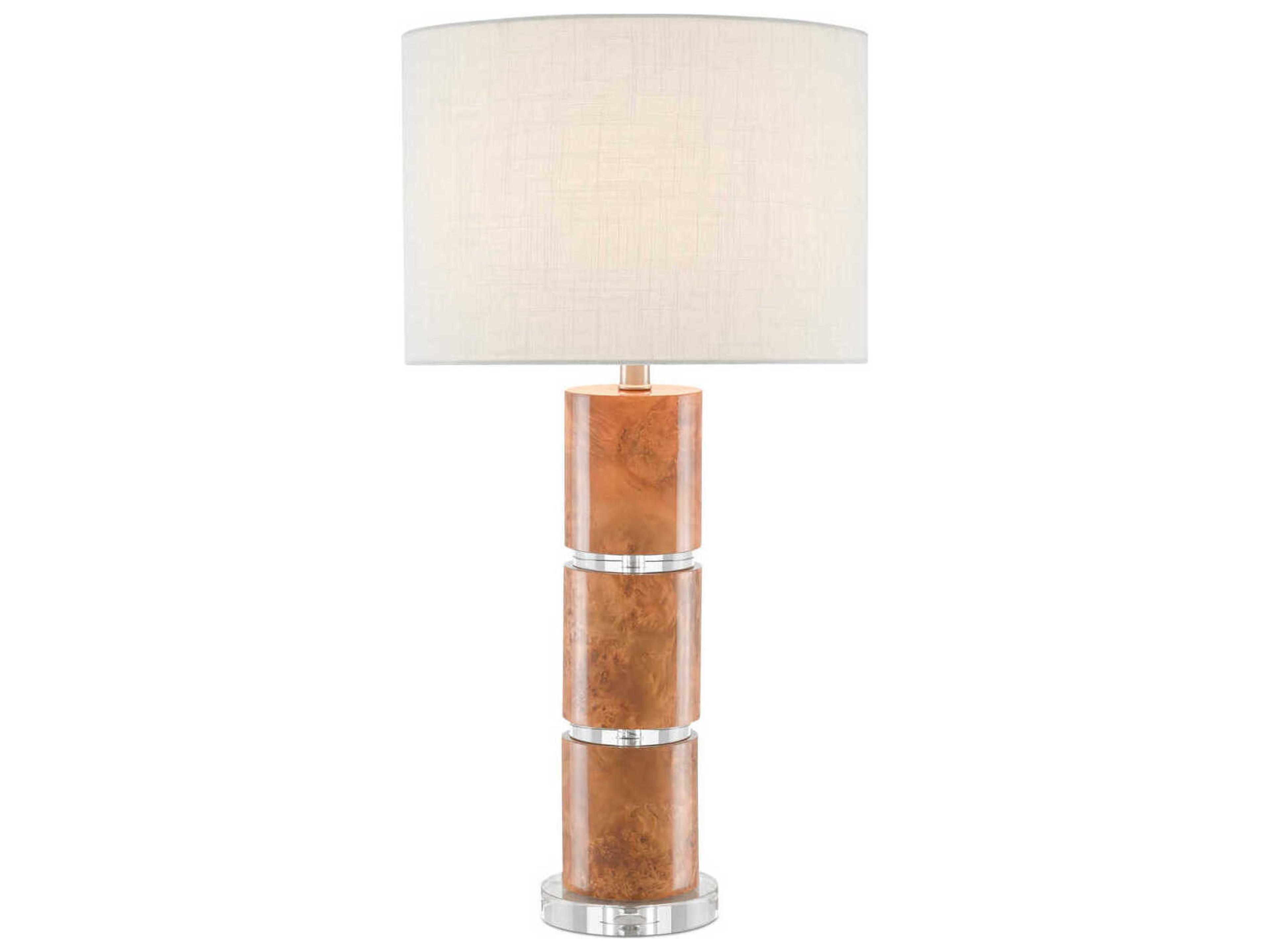 Currey & Company Birdseye Crystal Maple Veneer White Buffet Lamp