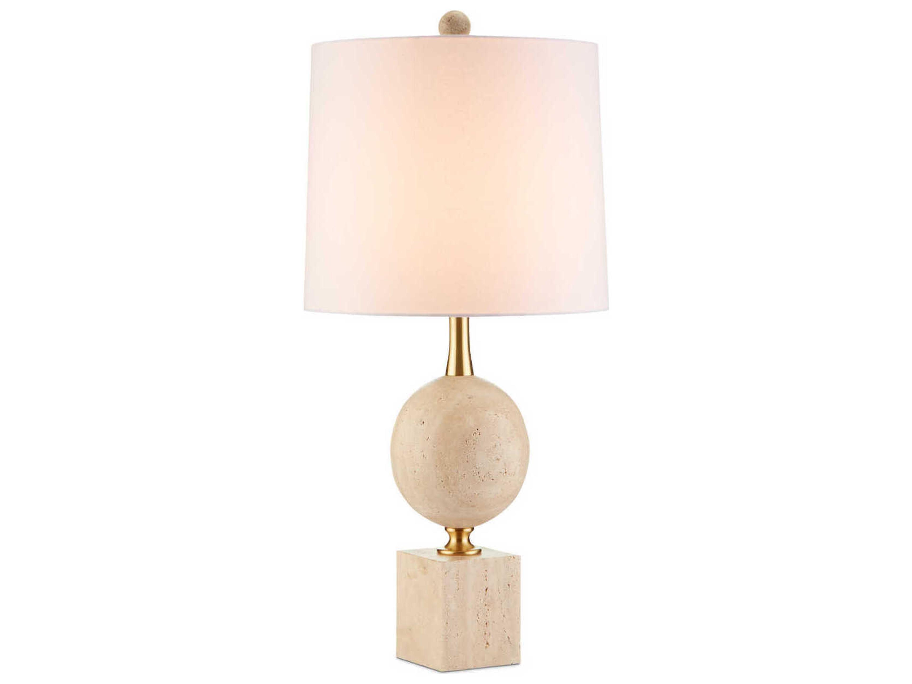 Adorno Natural Beige Antique Brass Buffet Lamp