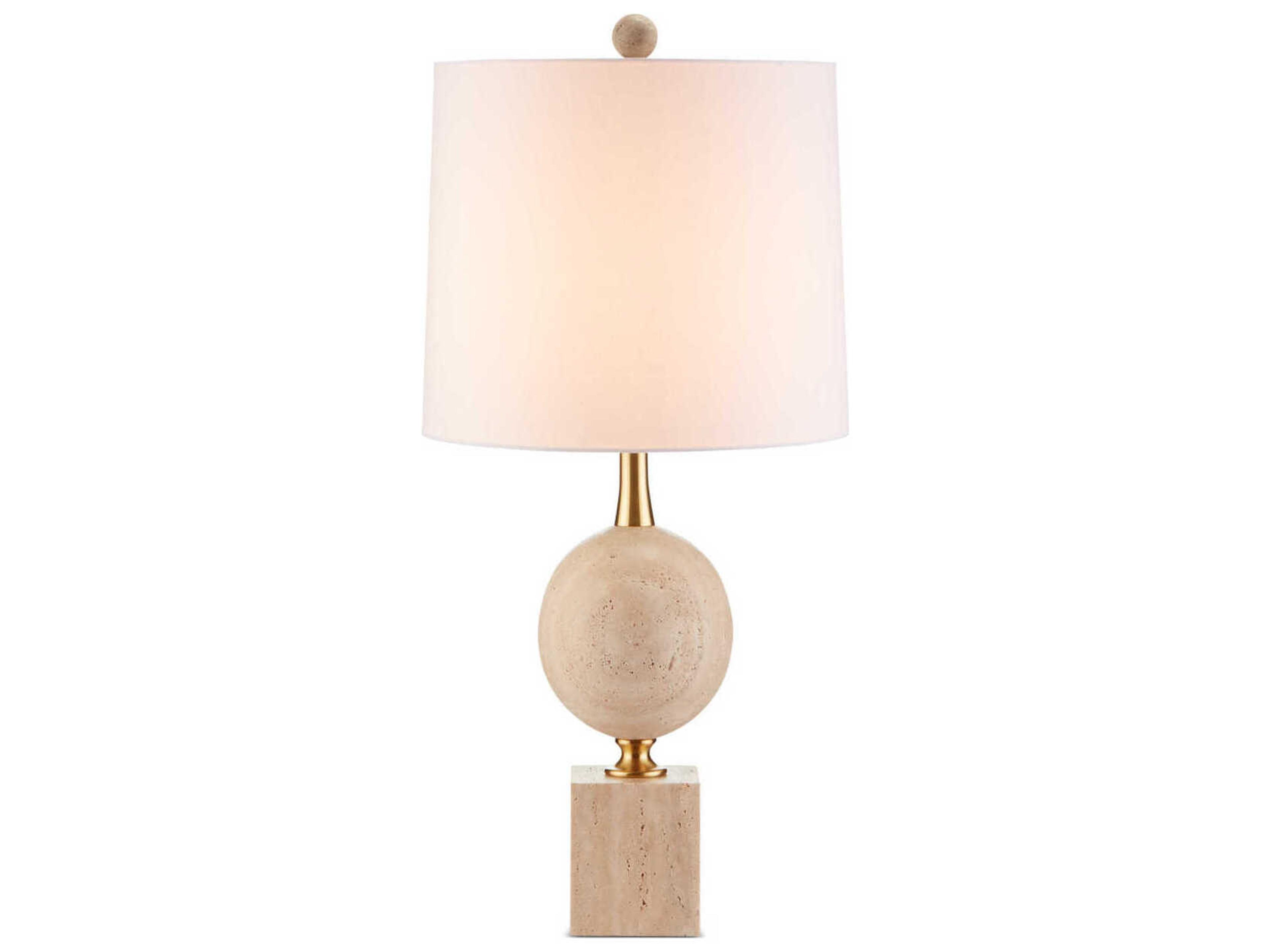 Currey & Company Adorno Natural Beige Antique Brass Buffet Lamp