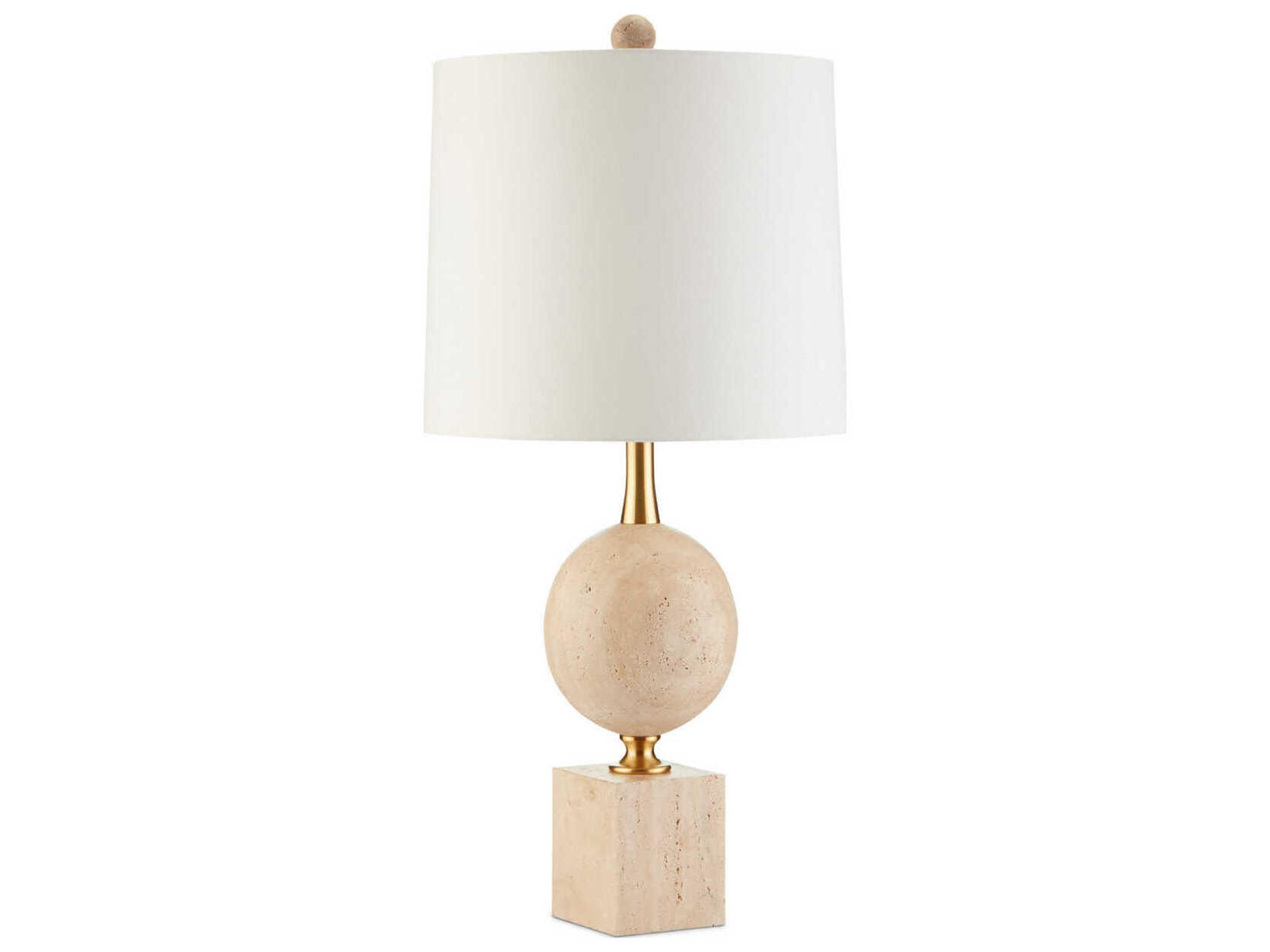 Currey & Company Adorno Natural Beige Antique Brass Buffet Lamp