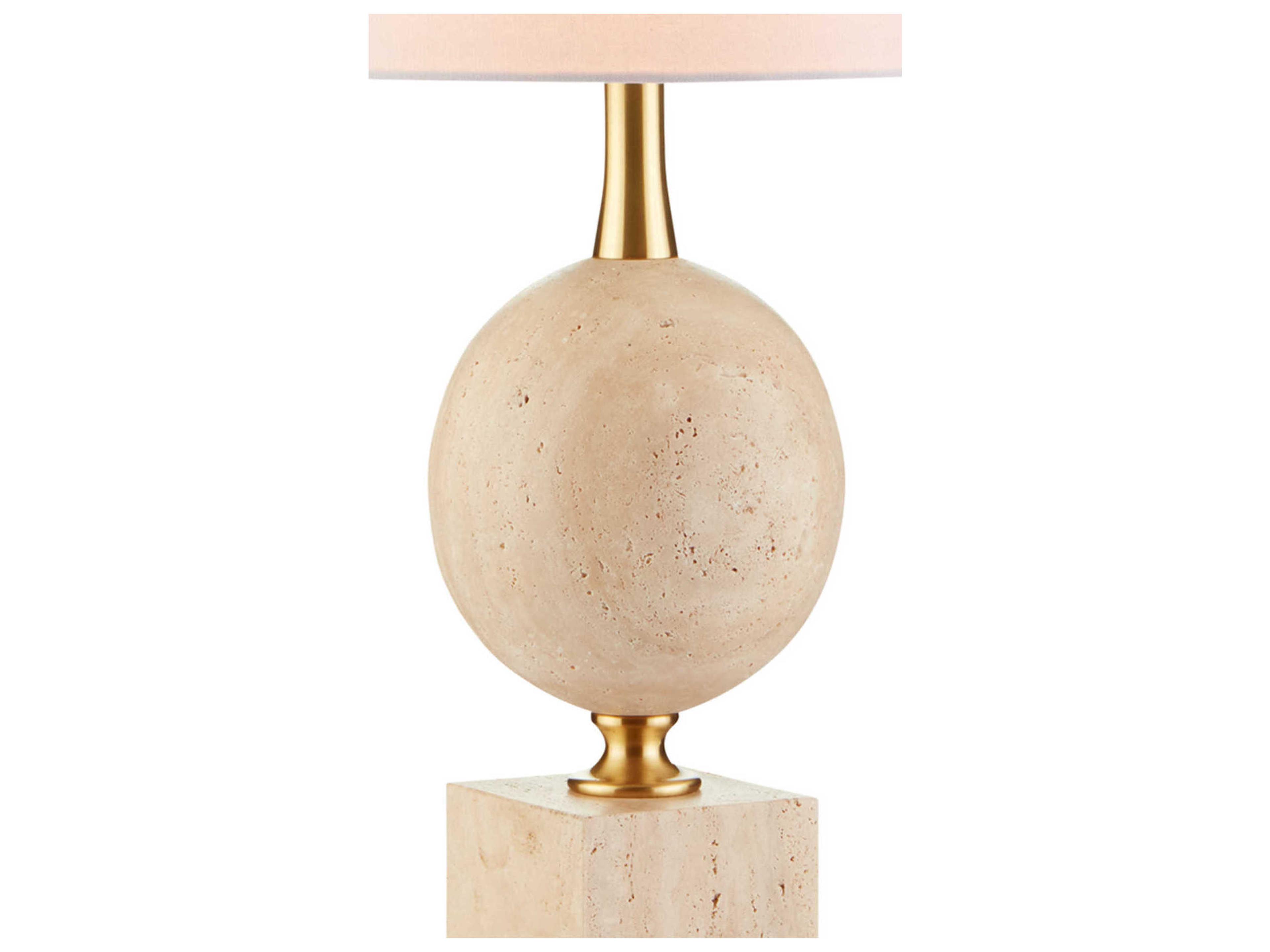 Currey & Company Adorno Natural Beige Antique Brass Buffet Lamp