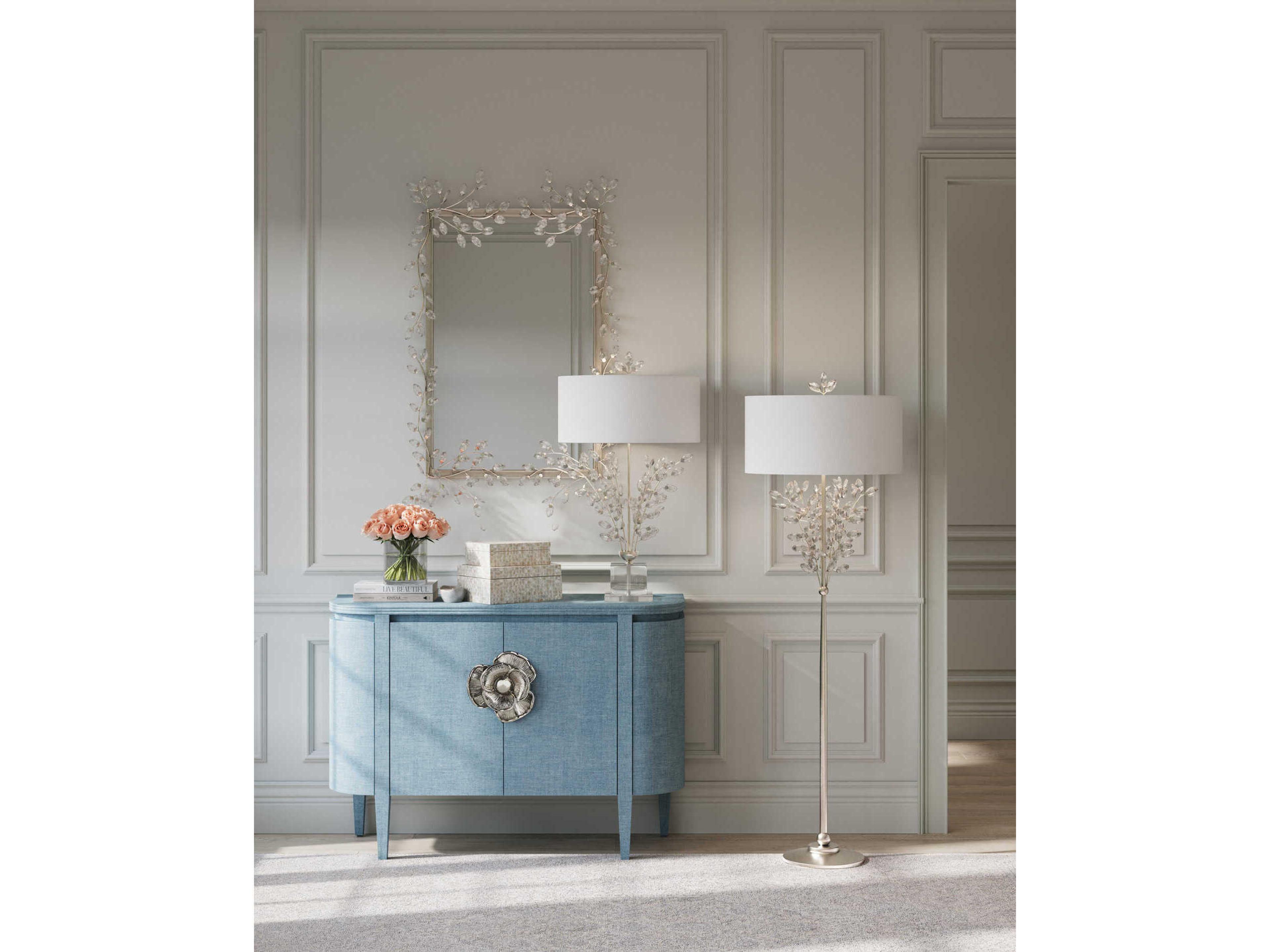 Currey & Company Forget-Me-Not Silver Leaf Clear Crystal Buffet Lamp