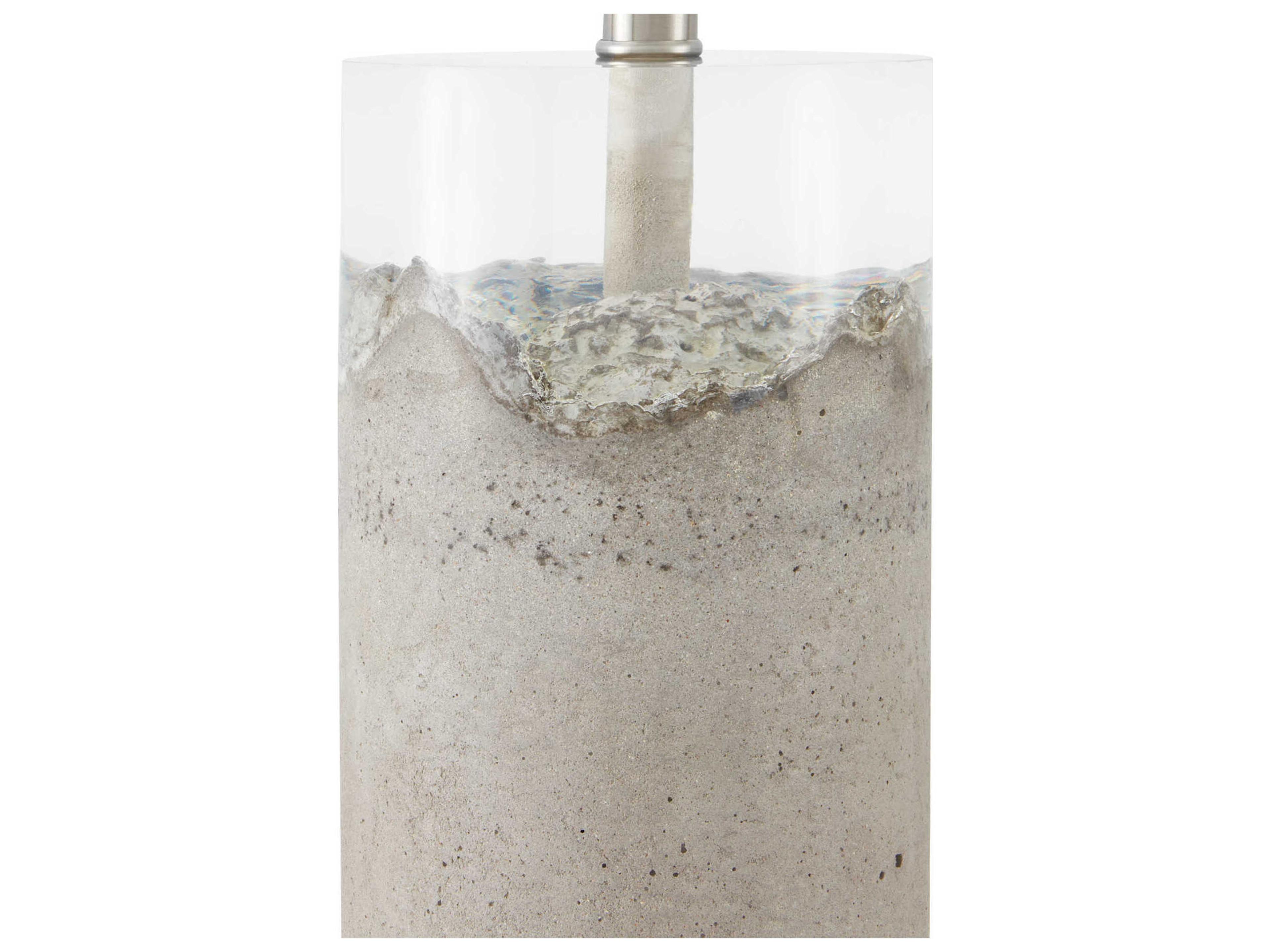 Currey & Company Edfu Concrete Clear Resin Black Buffet Lamp