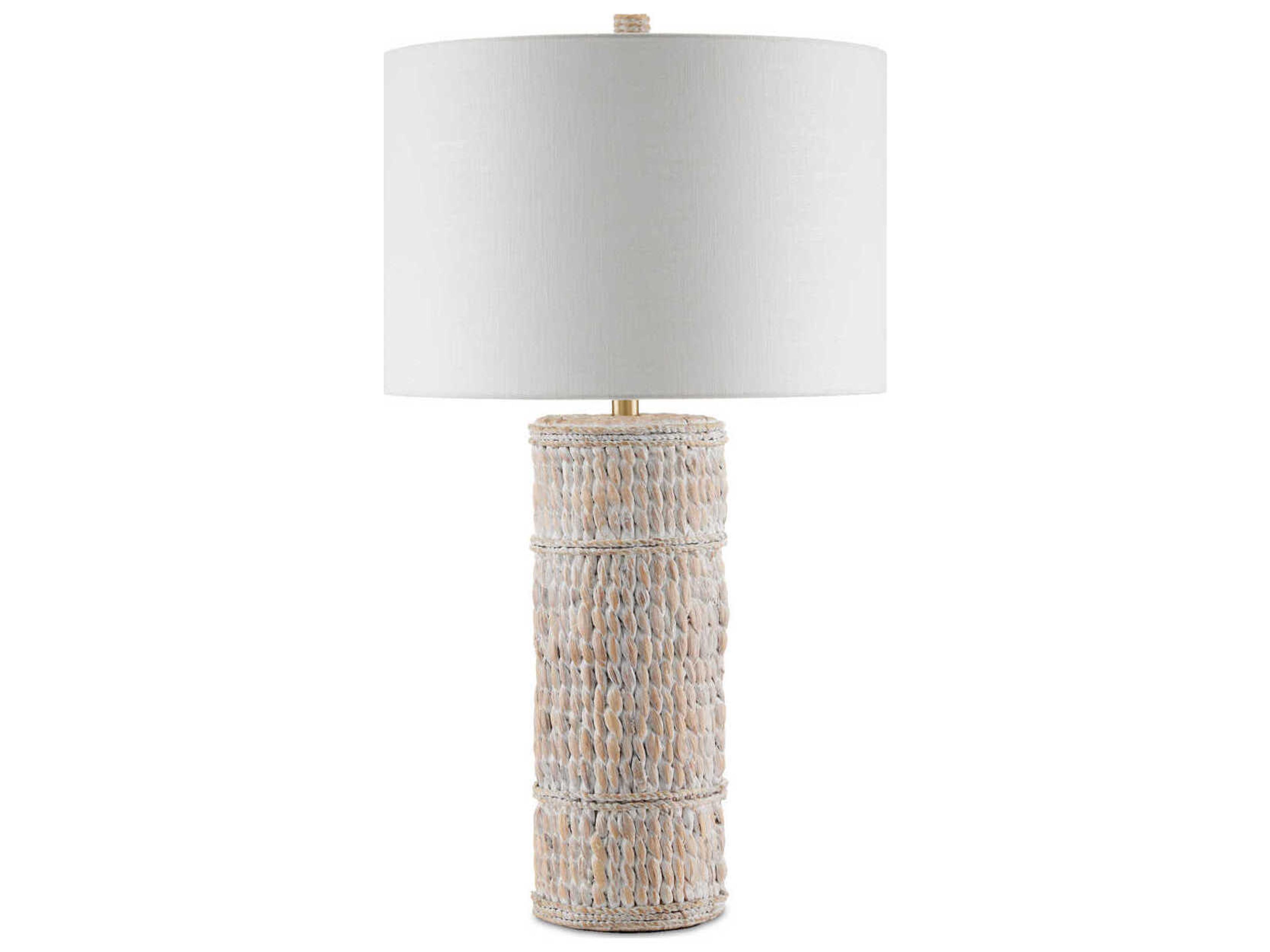 Currey & Company Azores Whitewashed Water Hyacinth Off White Buffet Lamp