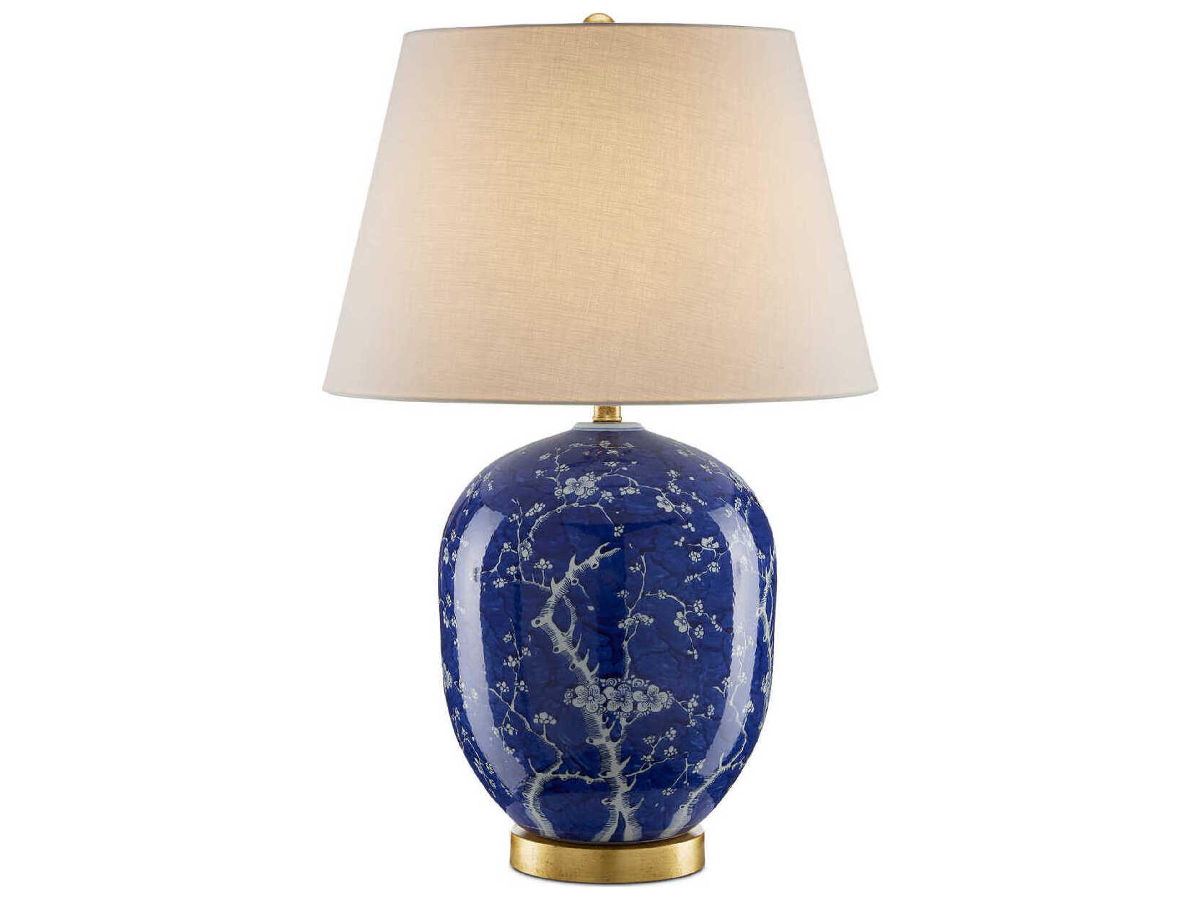Sakura Blue White Raffia Buffet Lamp