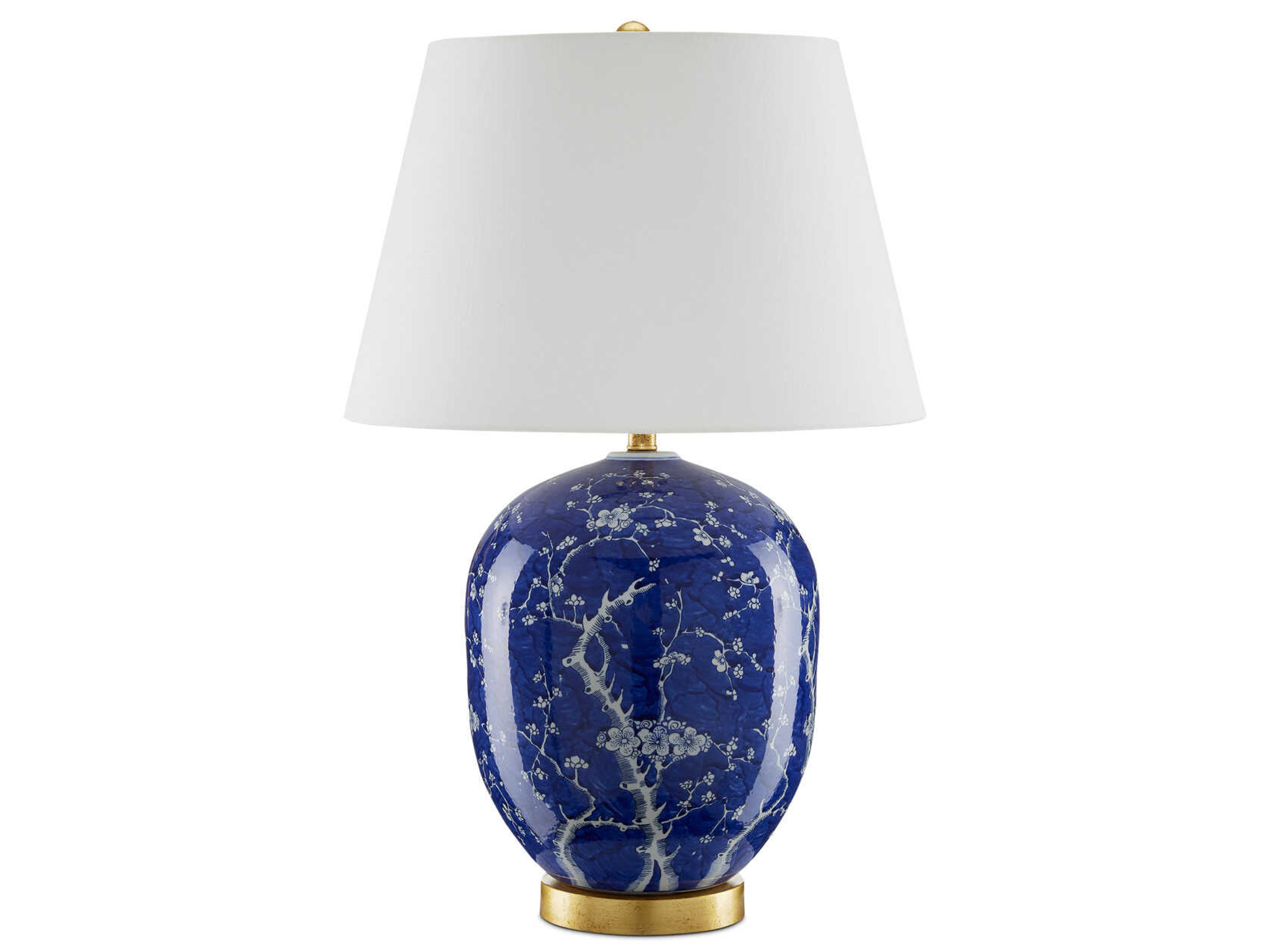 Currey & Company Sakura Blue White Raffia Buffet Lamp