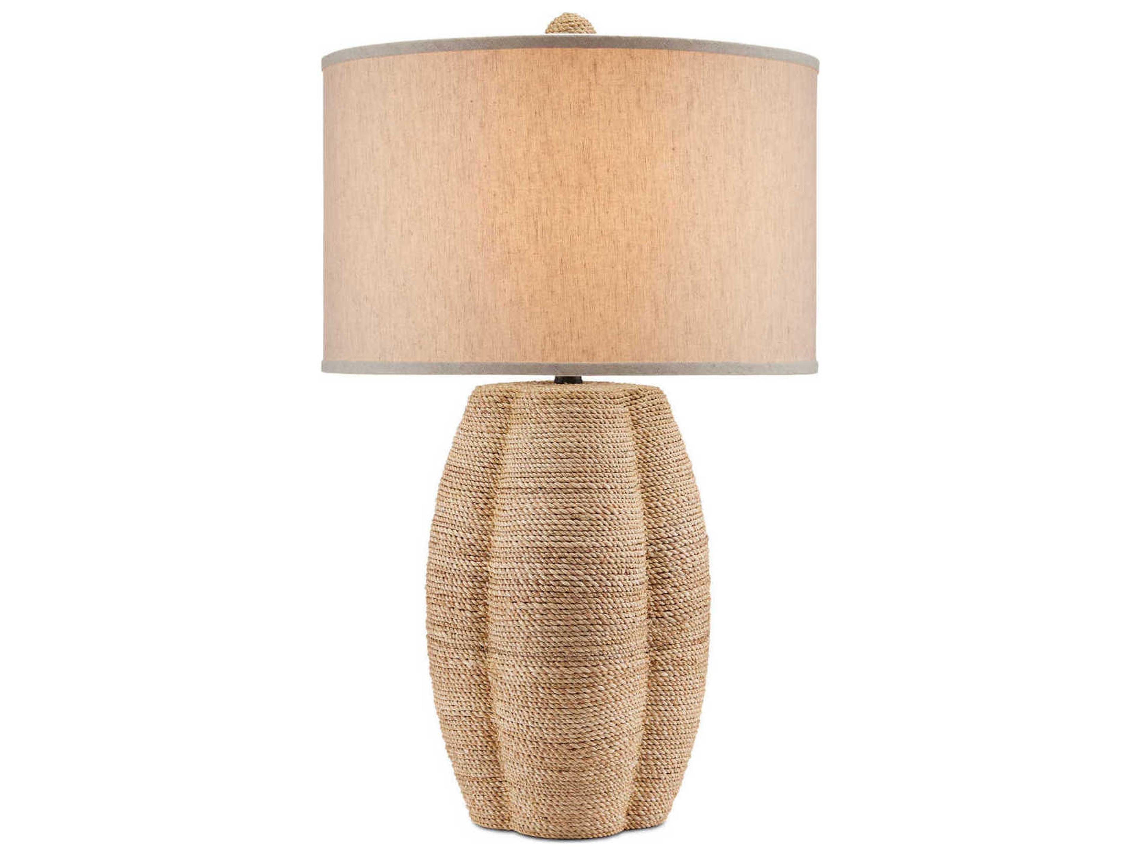 Currey & Company Karnak Satin Black Natural Abaca Rope Buffet Lamp