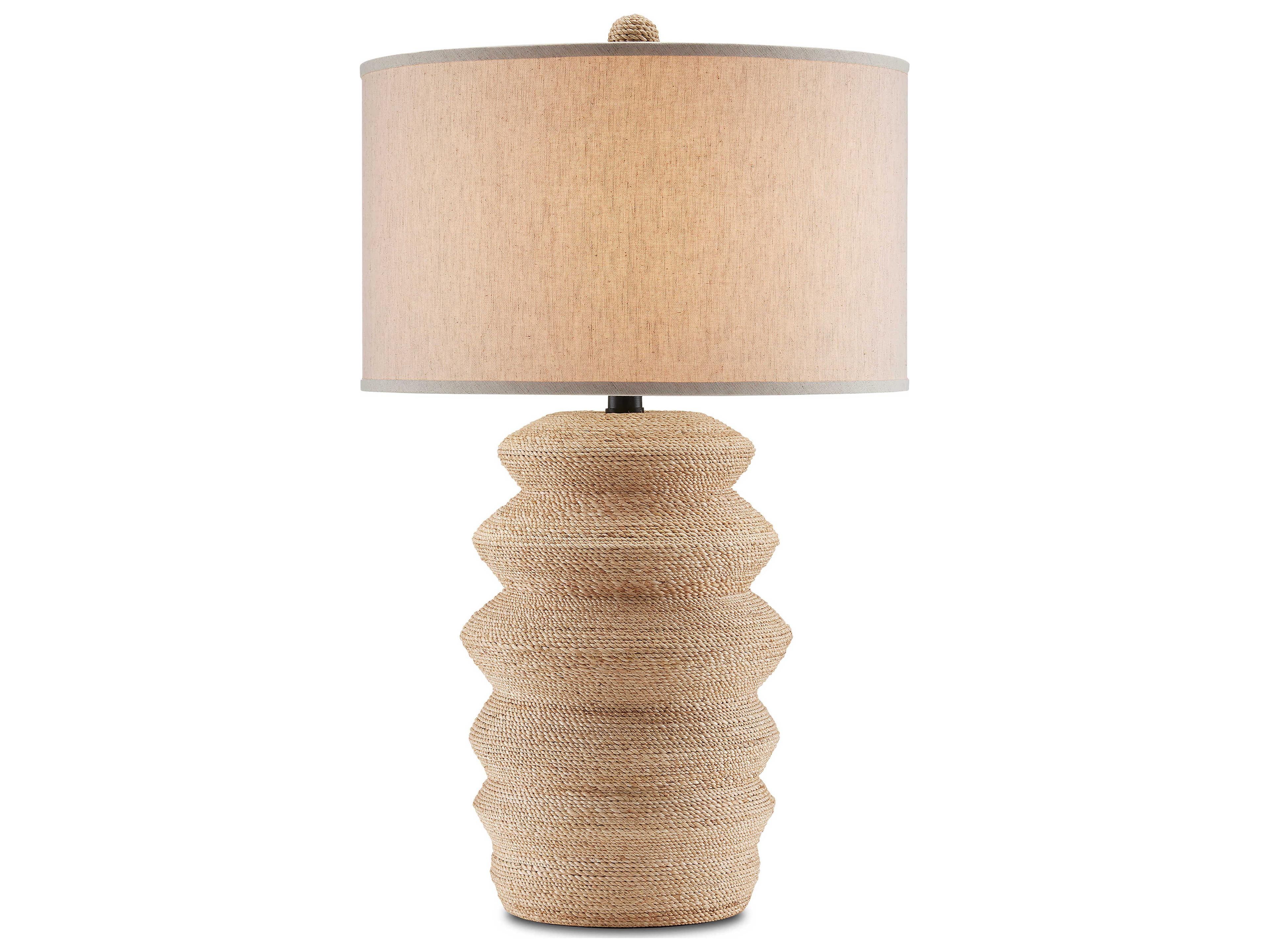 Currey & Company Kavala Satin Black Natural Abaca Rope Brown Buffet Lamp