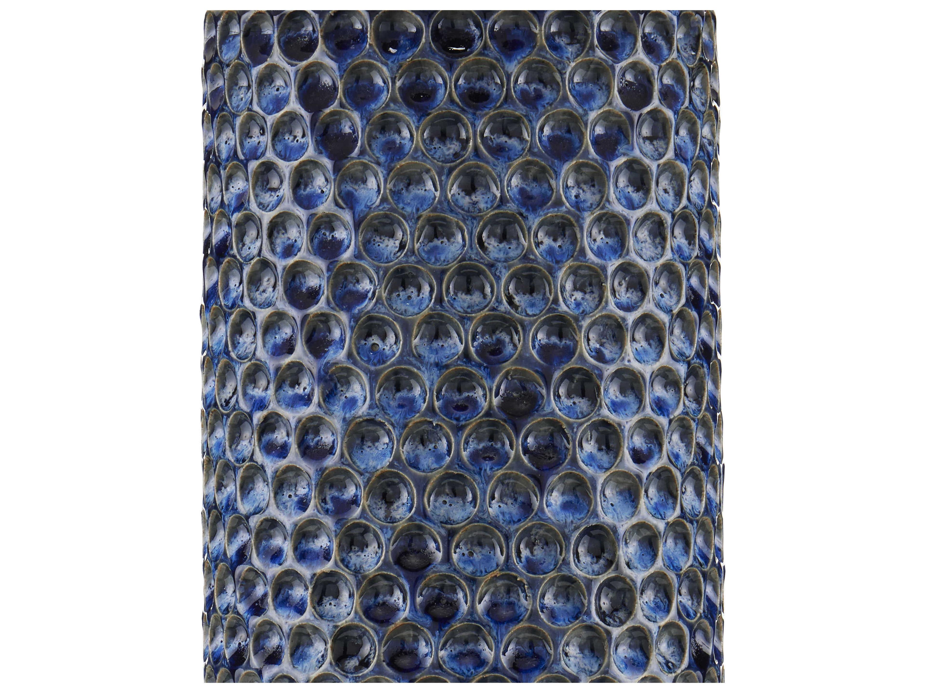 Currey & Company Polka Dot Reactive Blue Polished Brass Natural Linen Buffet Lamp