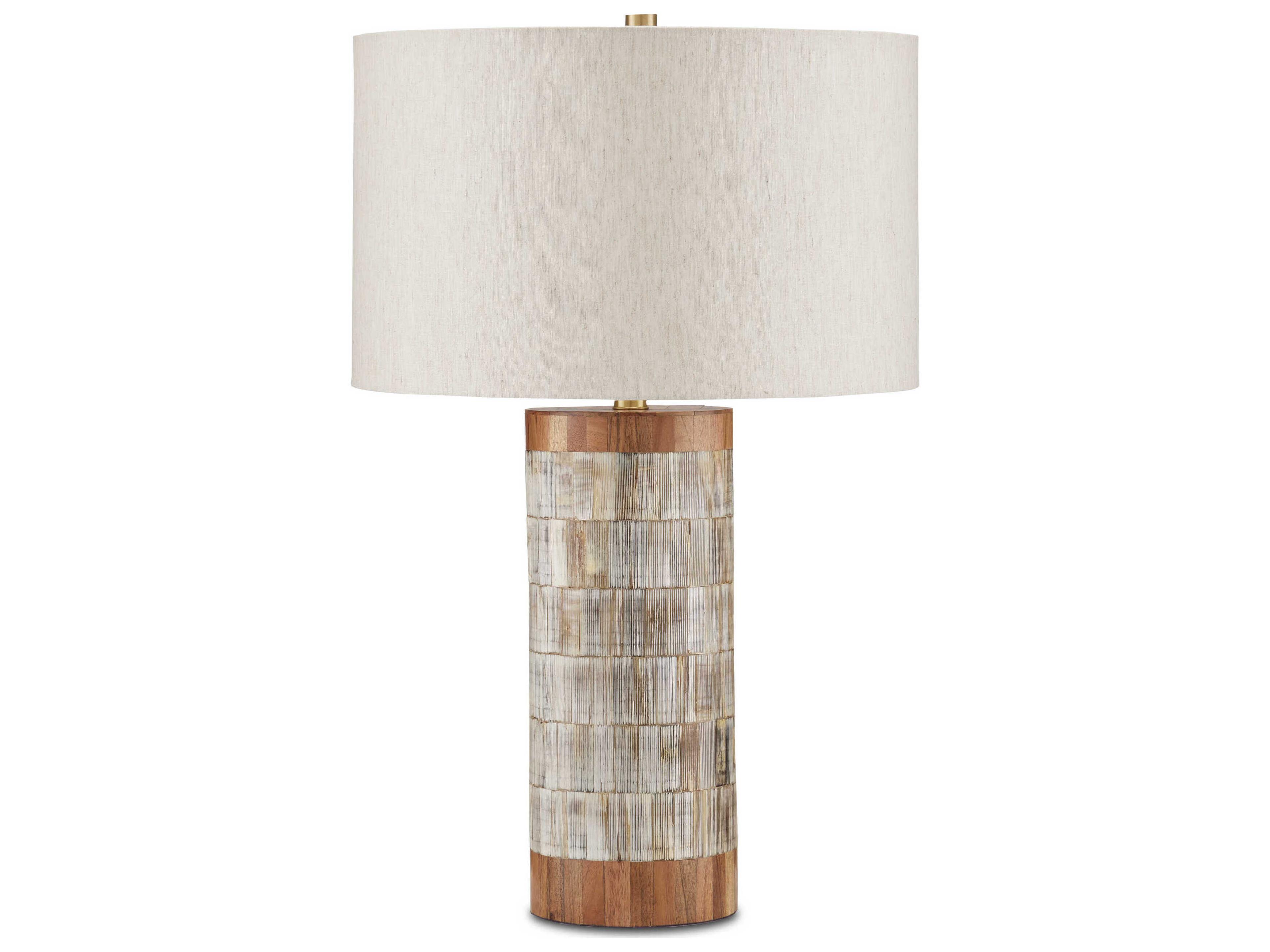 Currey & Company Hyson 1-Light Natural Brass Linen Brown Table Lamp