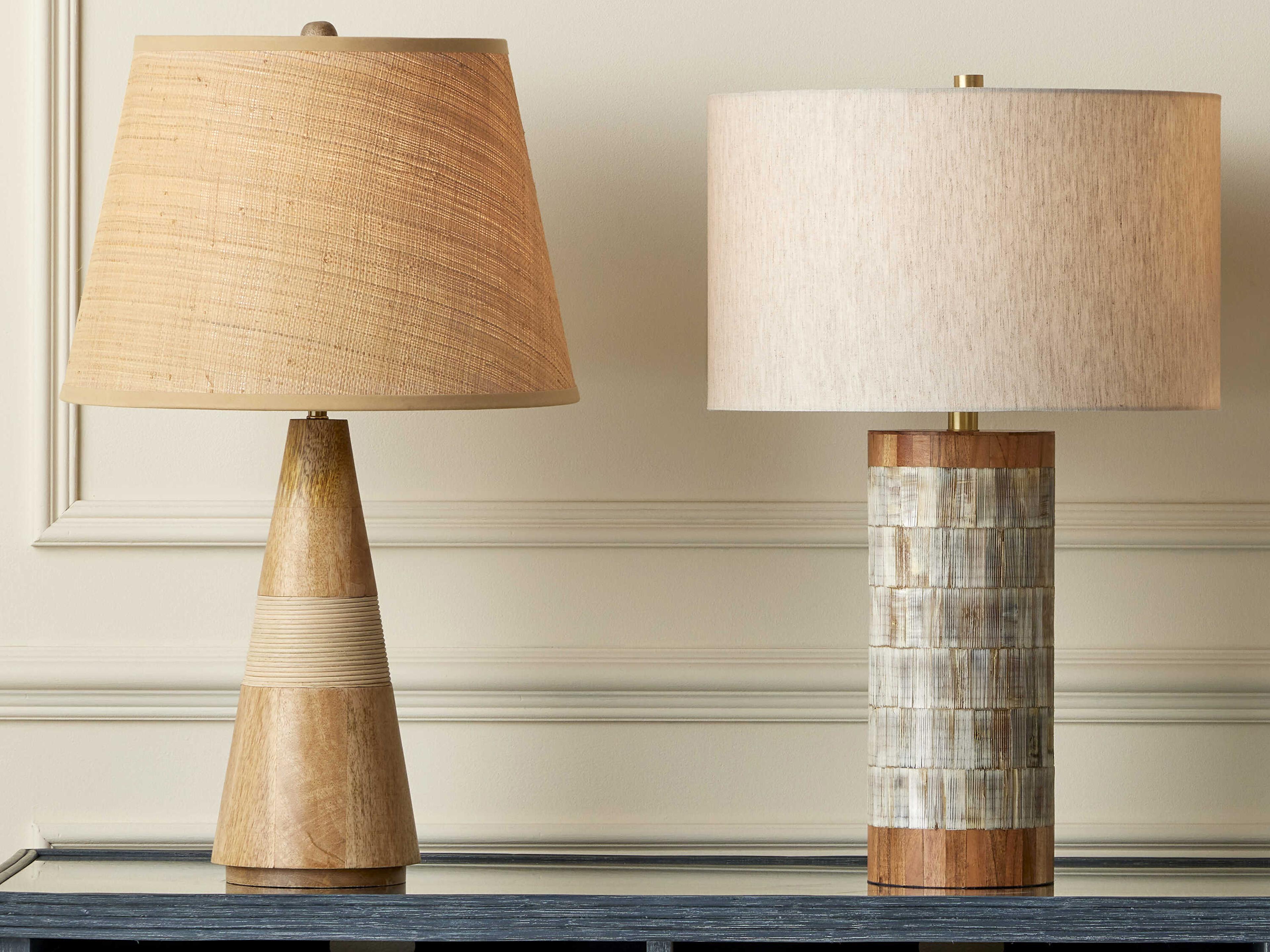 Currey & Company Hyson 1-Light Natural Brass Linen Brown Table Lamp