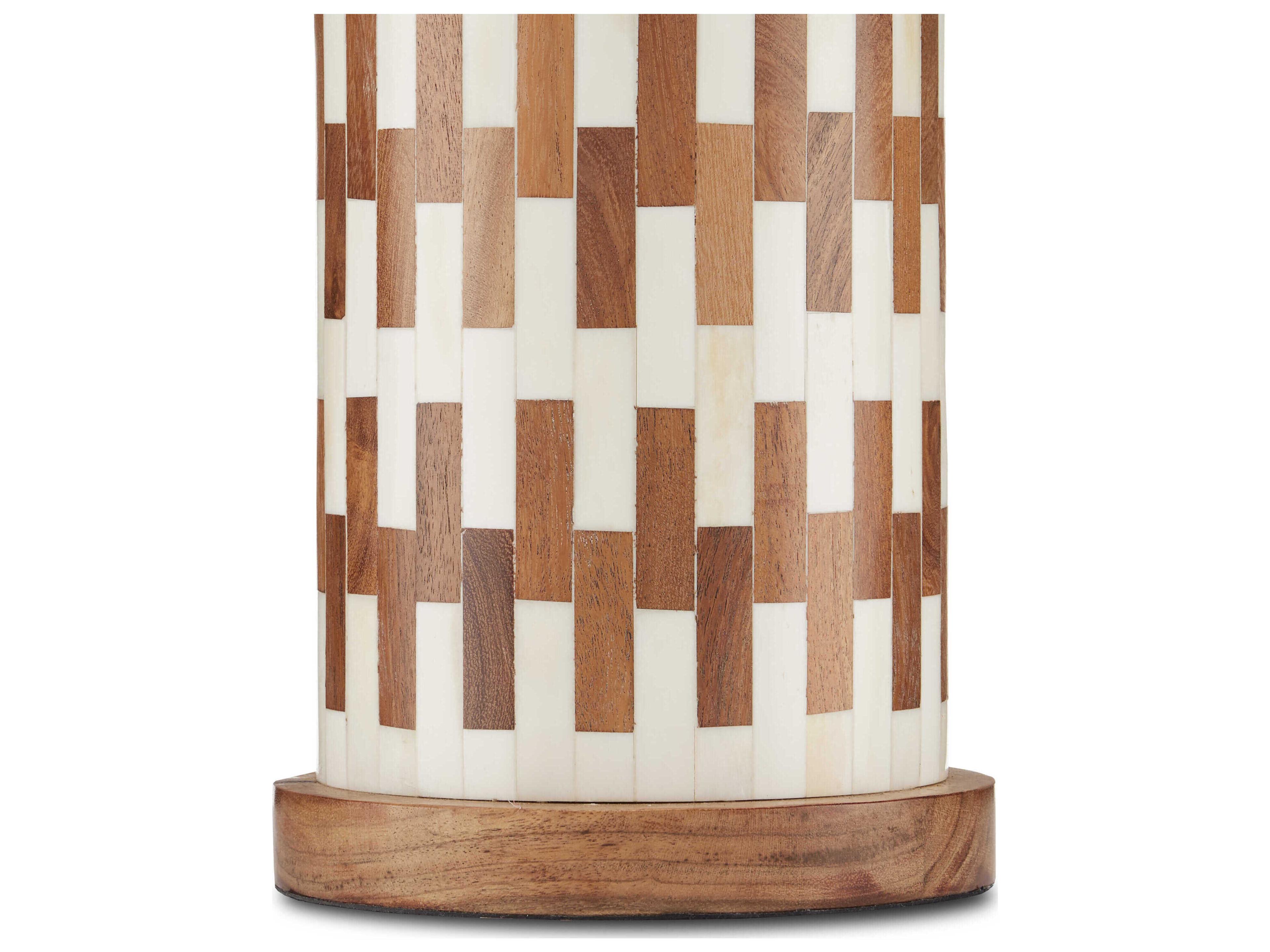 Currey & Company Tia 1-Light White natural antique Brass Natural Linen Brown Table Lamp