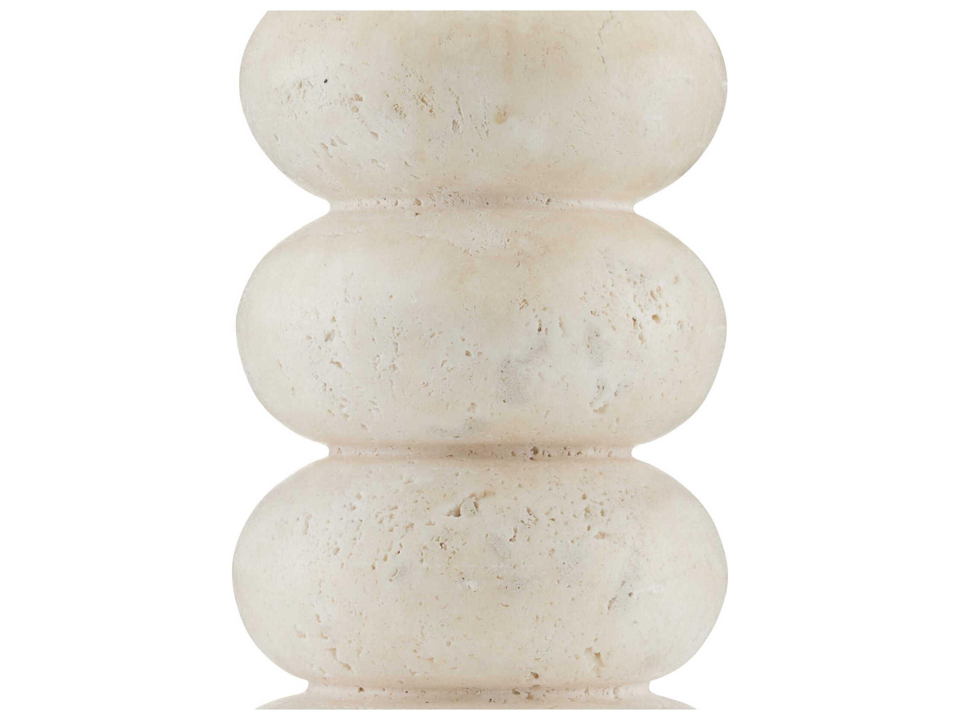 Currey & Company Girault 1-Light Beige antique Brass Bone Linen Brown Table Lamp