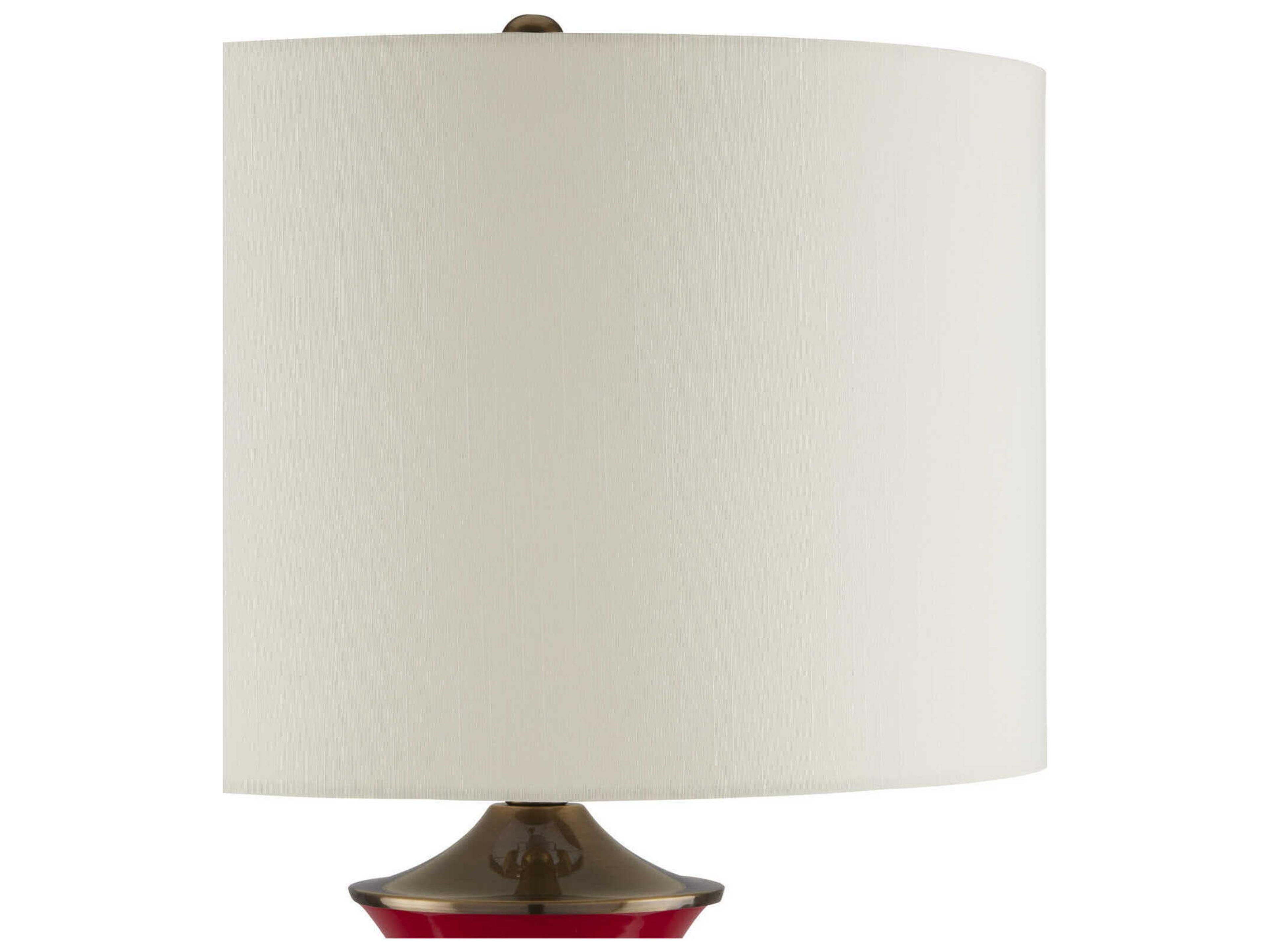 Currey & Company Lilou 1-Light Red Antique Brass Eggshell Shantung Table Lamp