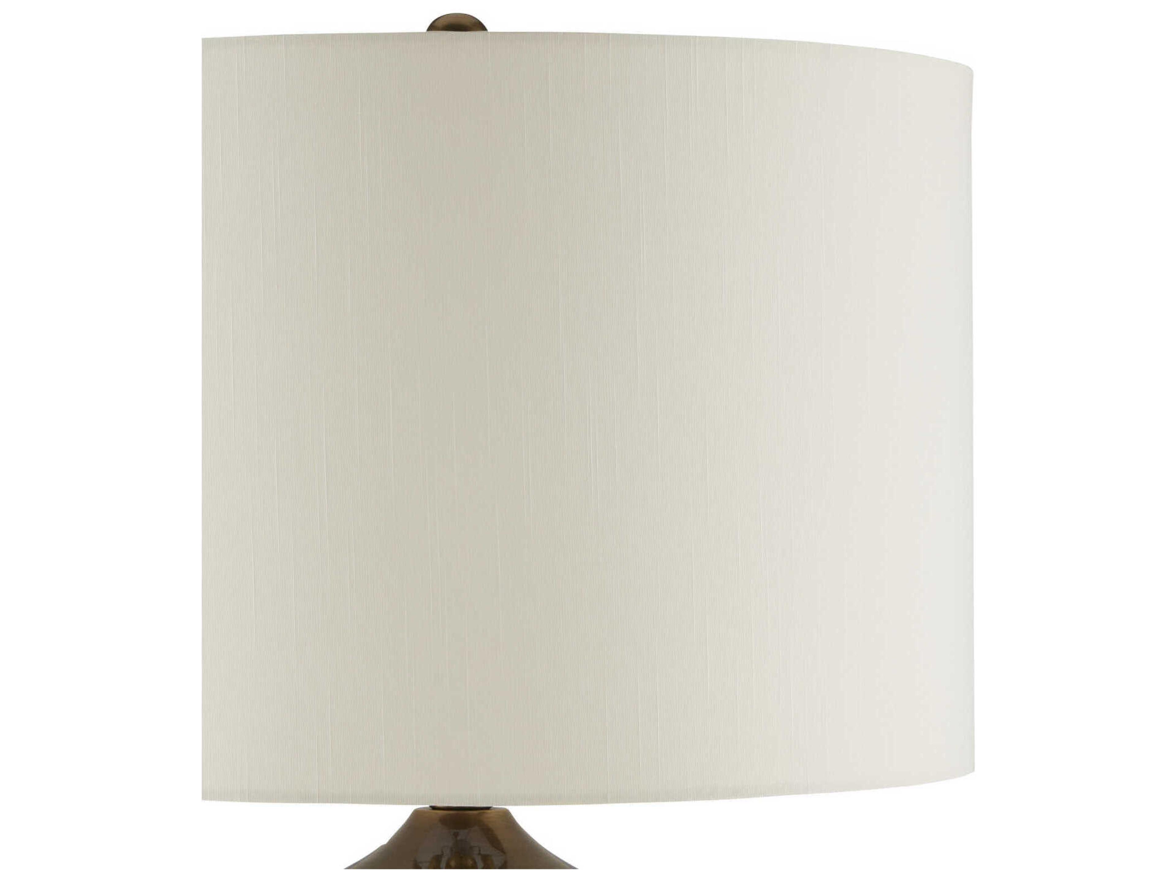 Currey & Company Lilou 1-Light Blue Antique Brass Eggshell Shantung Table Lamp