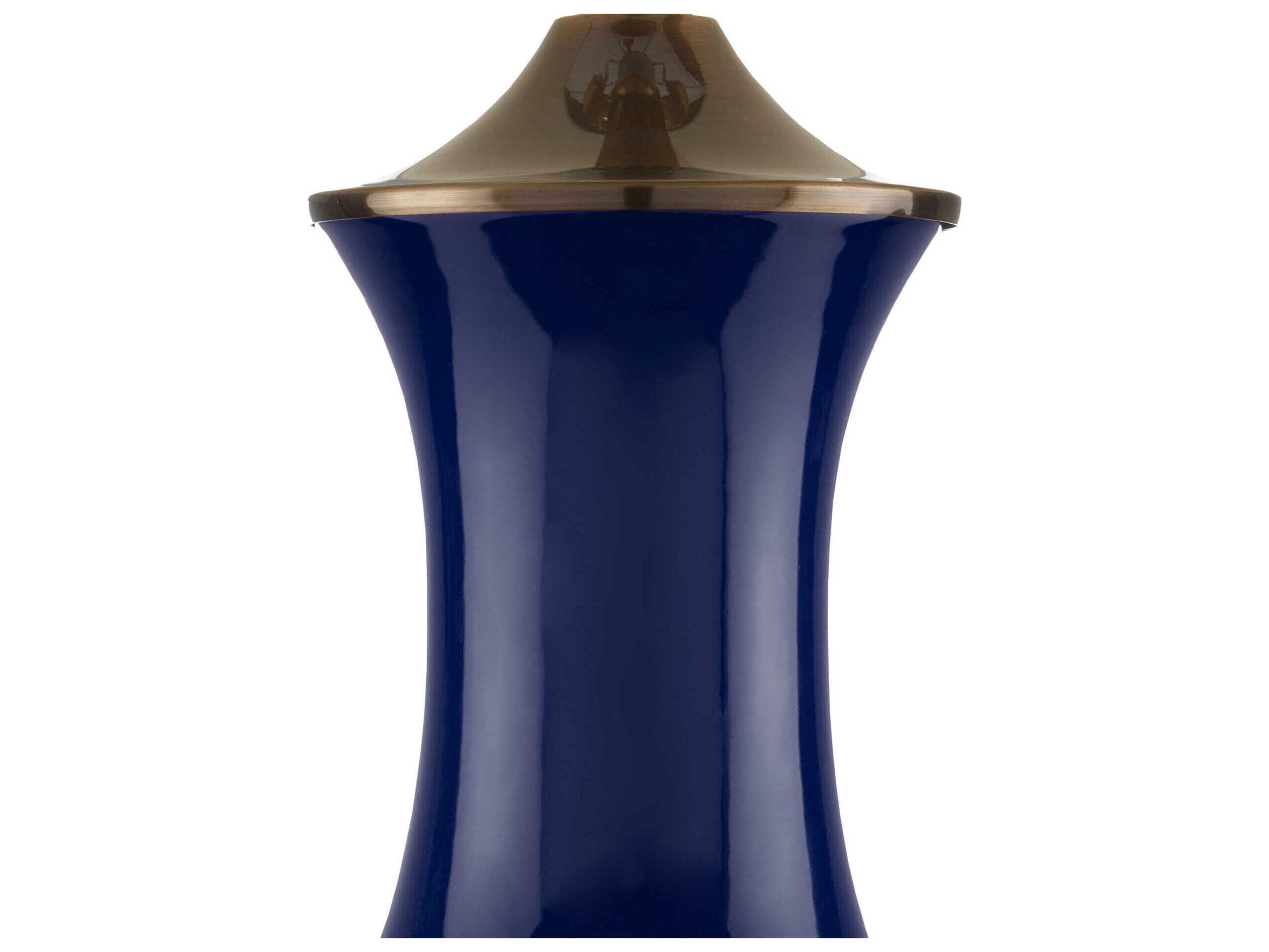 Currey & Company Lilou 1-Light Blue Antique Brass Eggshell Shantung Table Lamp