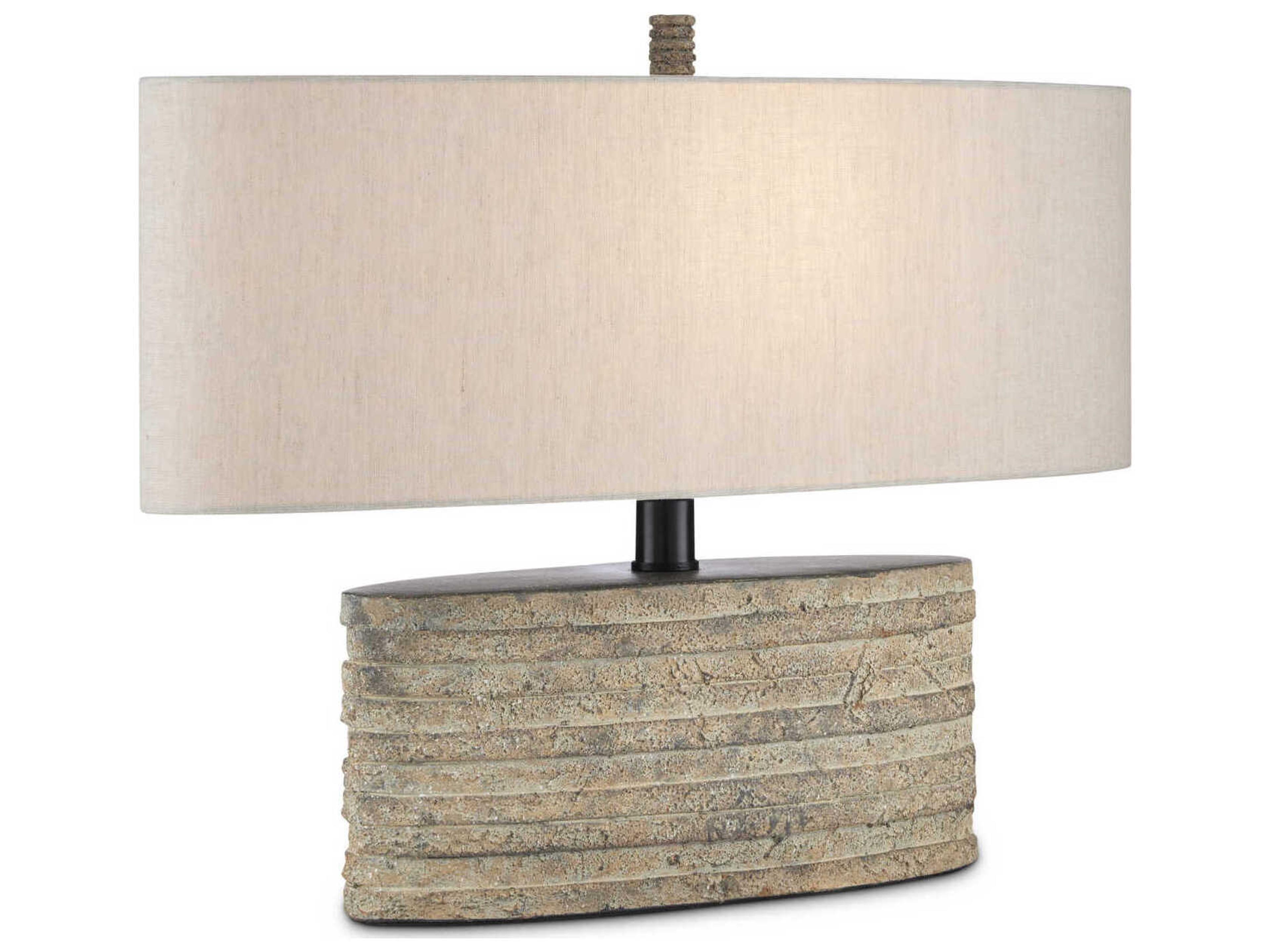 Currey & Company Innkeeper 1-Light Rustic Vanilla Linen Gray Table Lamp