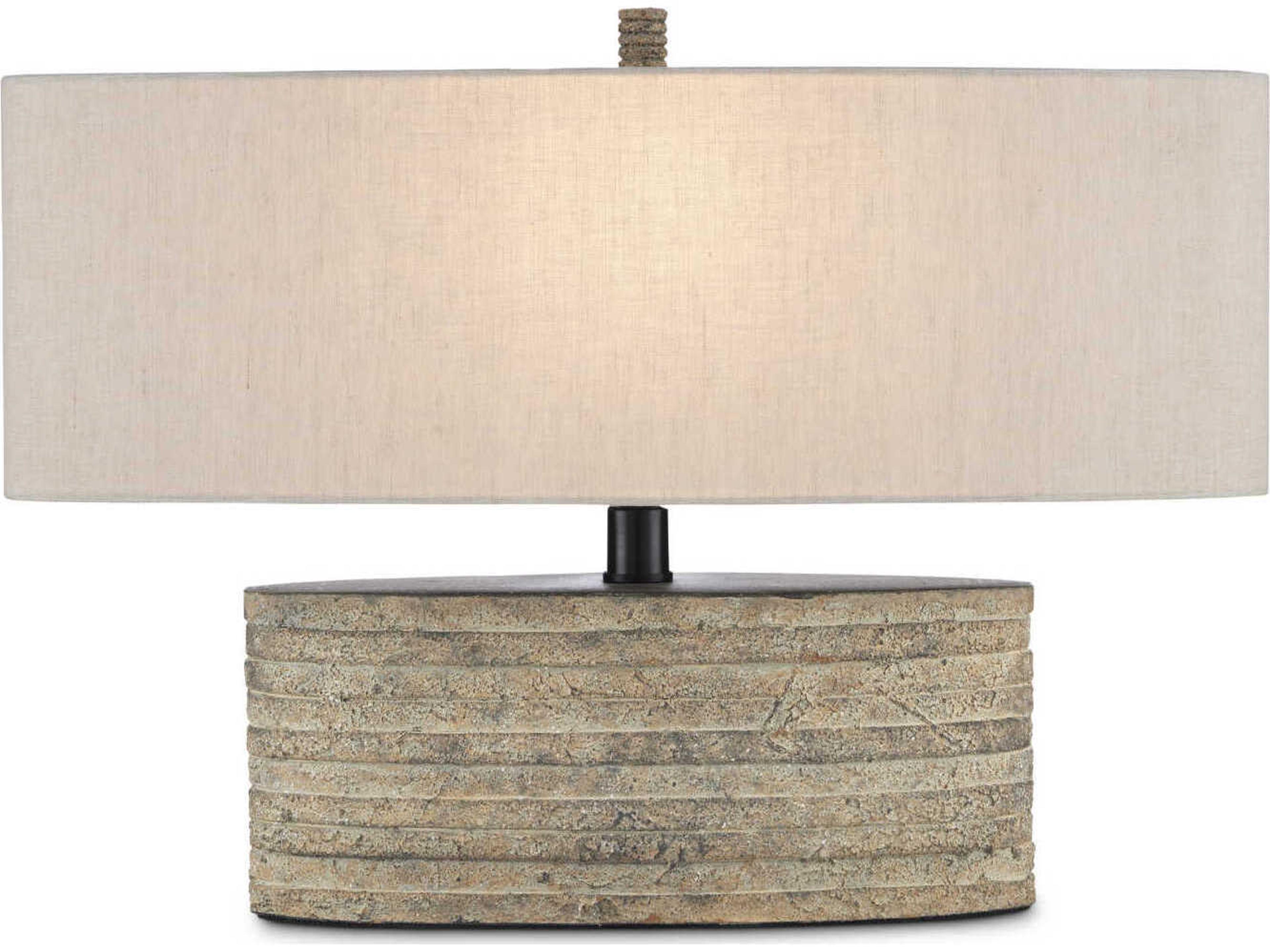 Currey & Company Innkeeper 1-Light Rustic Vanilla Linen Gray Table Lamp