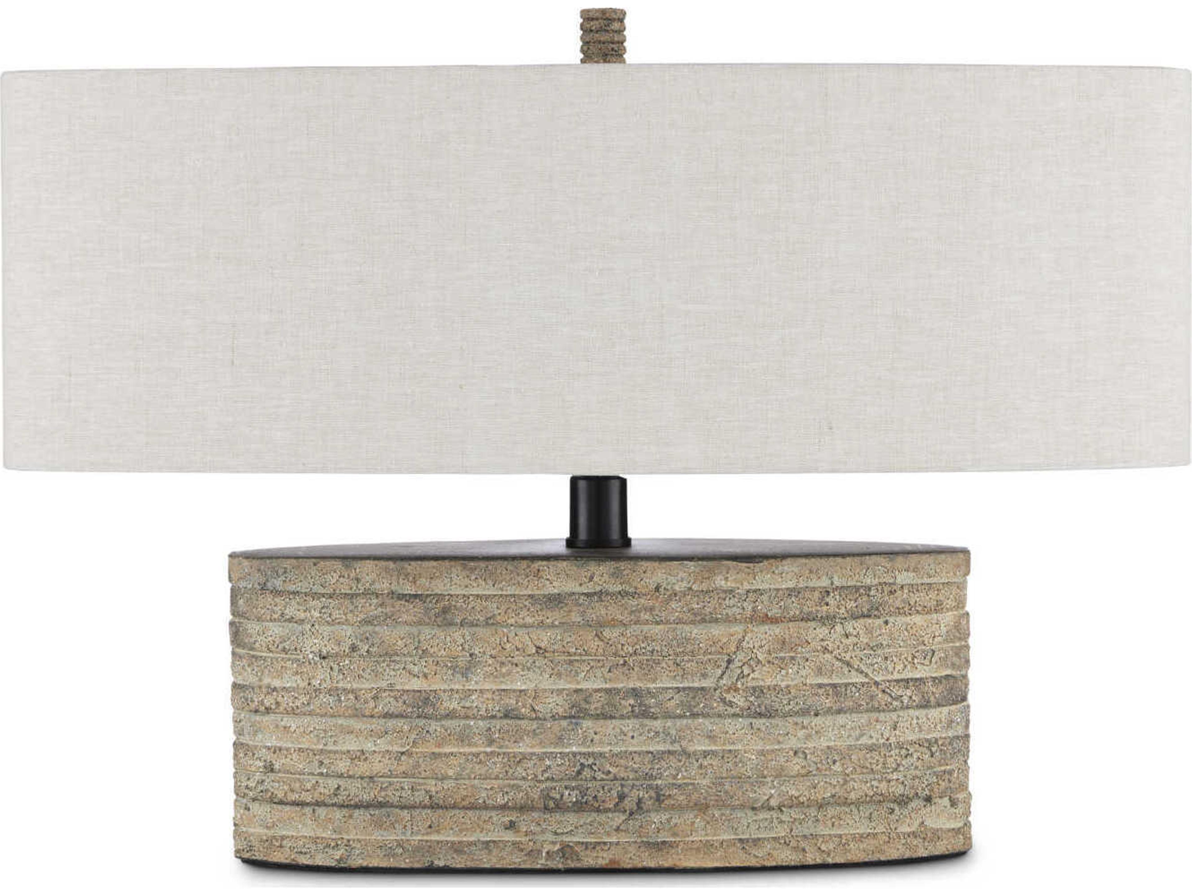 Currey & Company Innkeeper 1-Light Rustic Vanilla Linen Gray Table Lamp