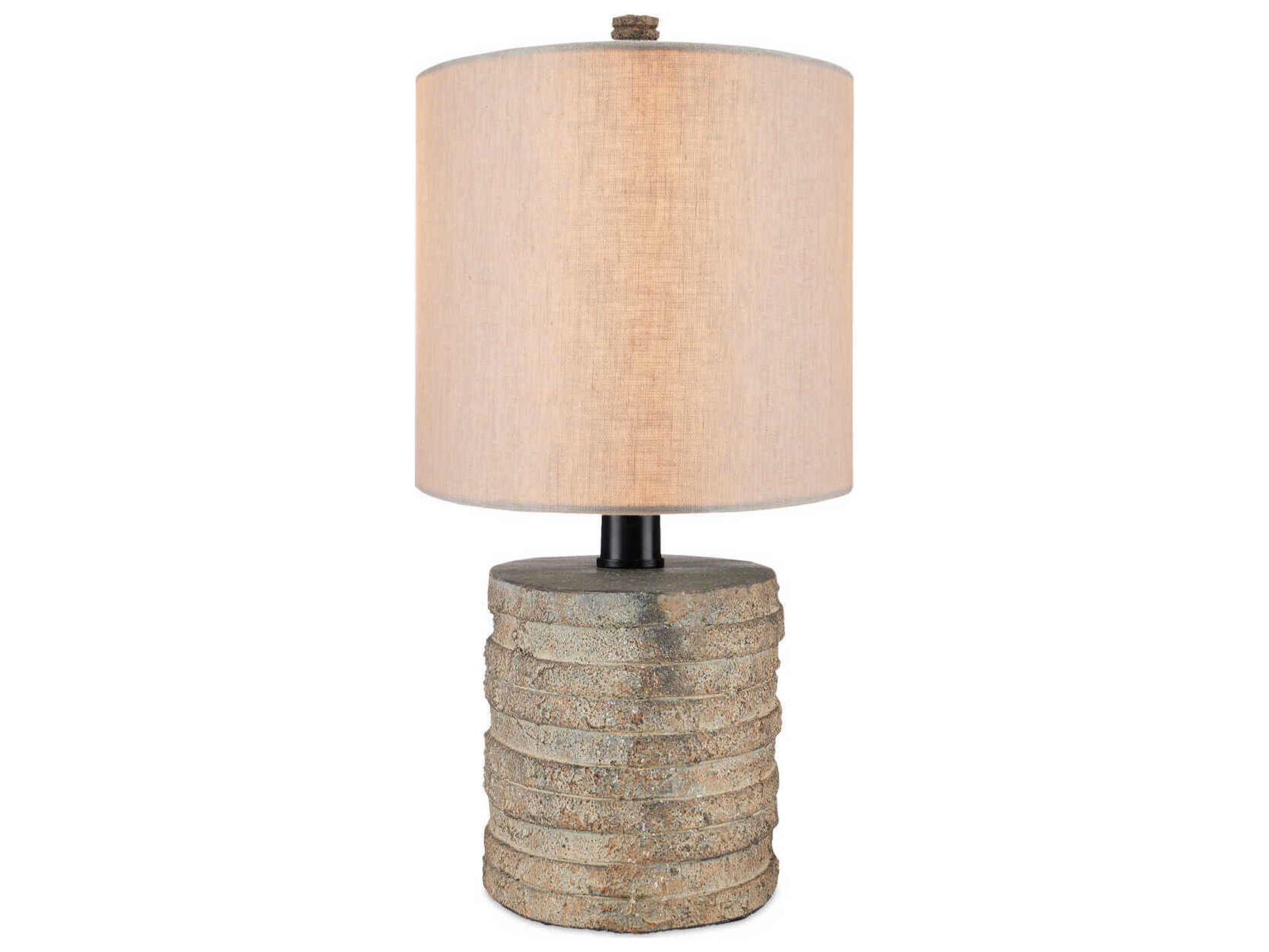 Currey & Company Innkeeper 1-Light Rustic Vanilla Linen Gray Table Lamp