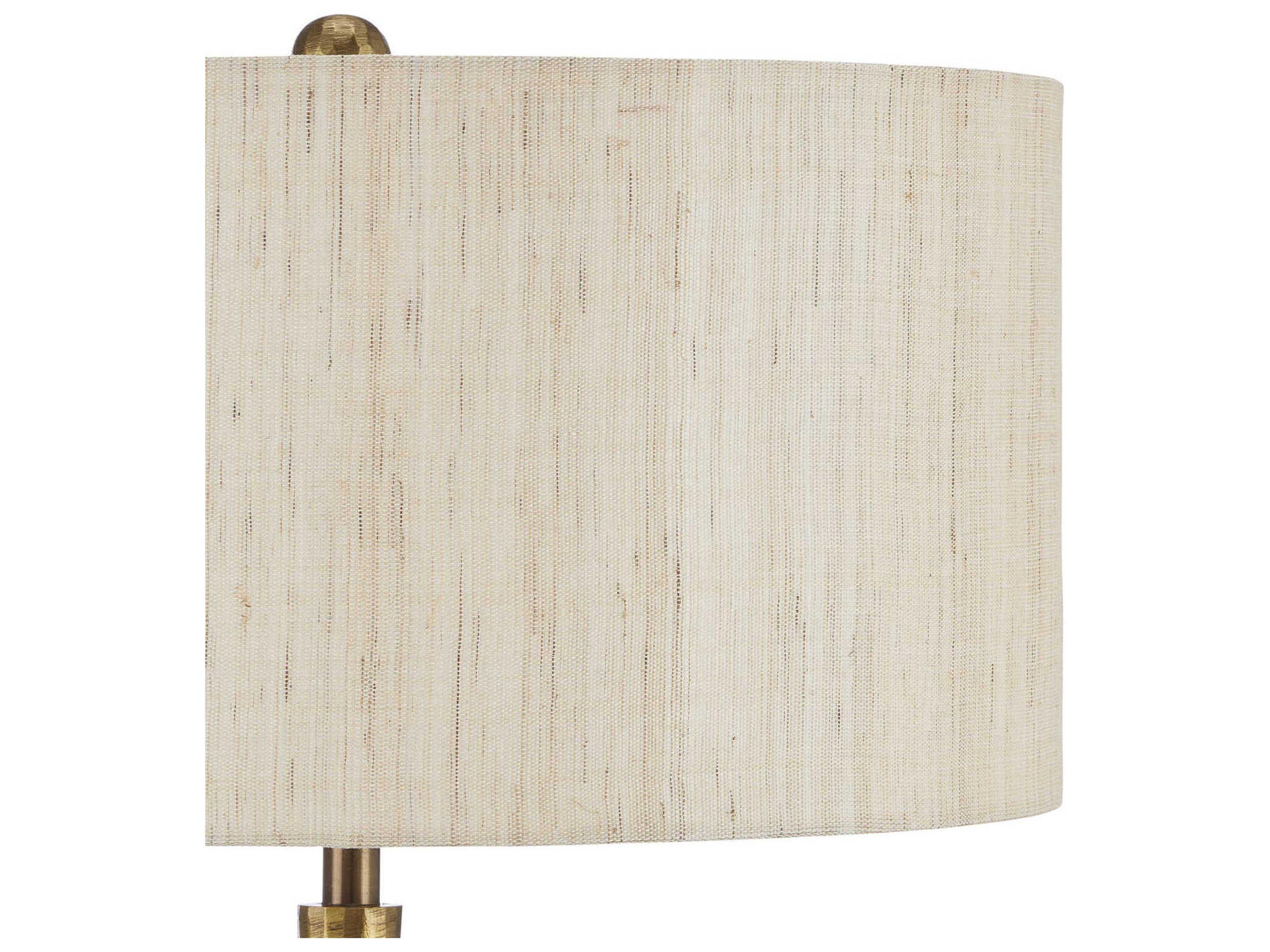 Currey & Company Cheenee Antique Brass Natural Linen Buffet Lamp