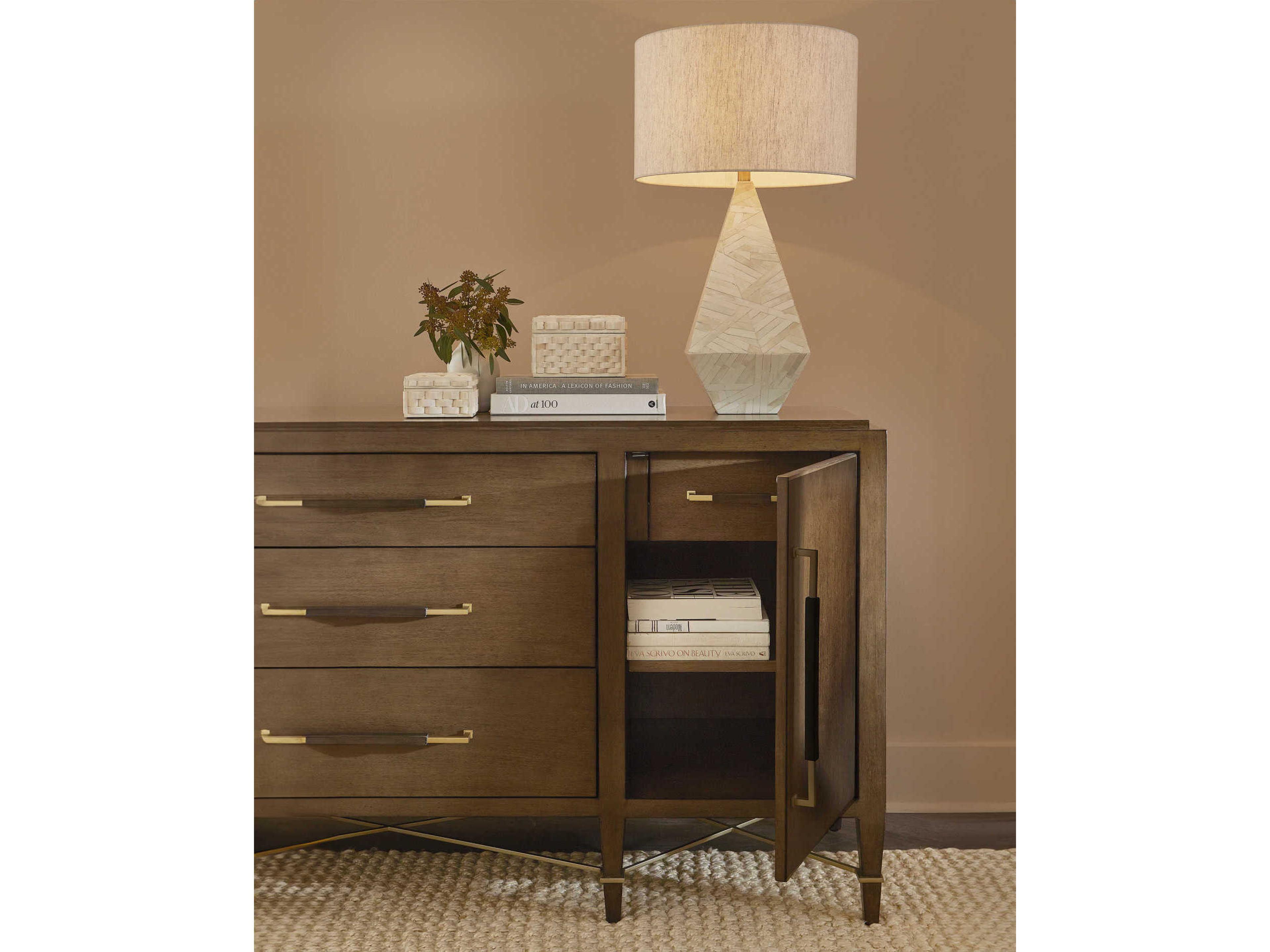 Currey & Company Elysium Natural Oatmeal Linen White Buffet Lamp