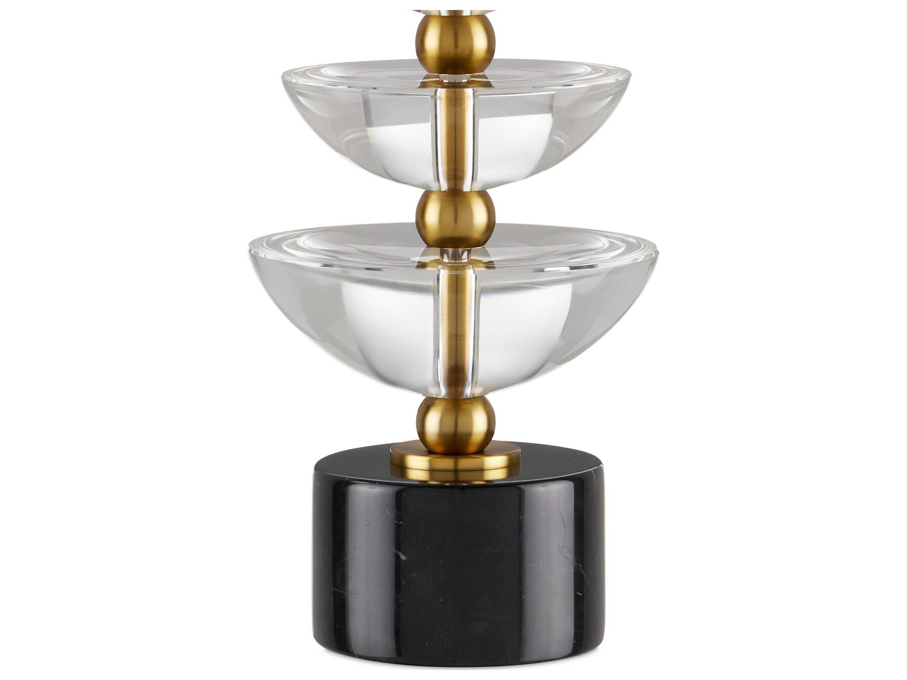 Currey & Company Waterfall Clear Natural Brass Off White Shantung Buffet Lamp