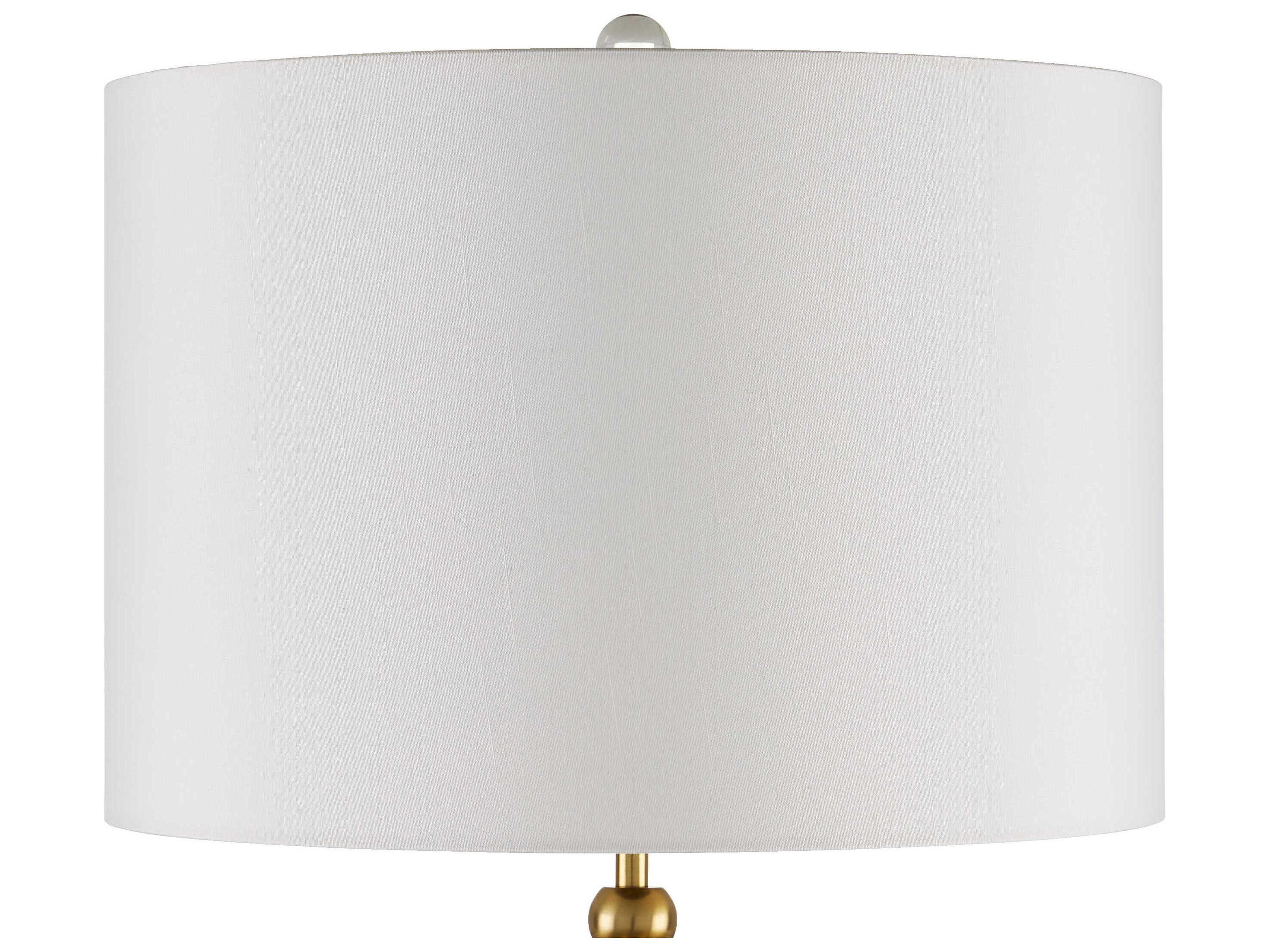 Currey & Company Waterfall Clear Natural Brass Off White Shantung Buffet Lamp