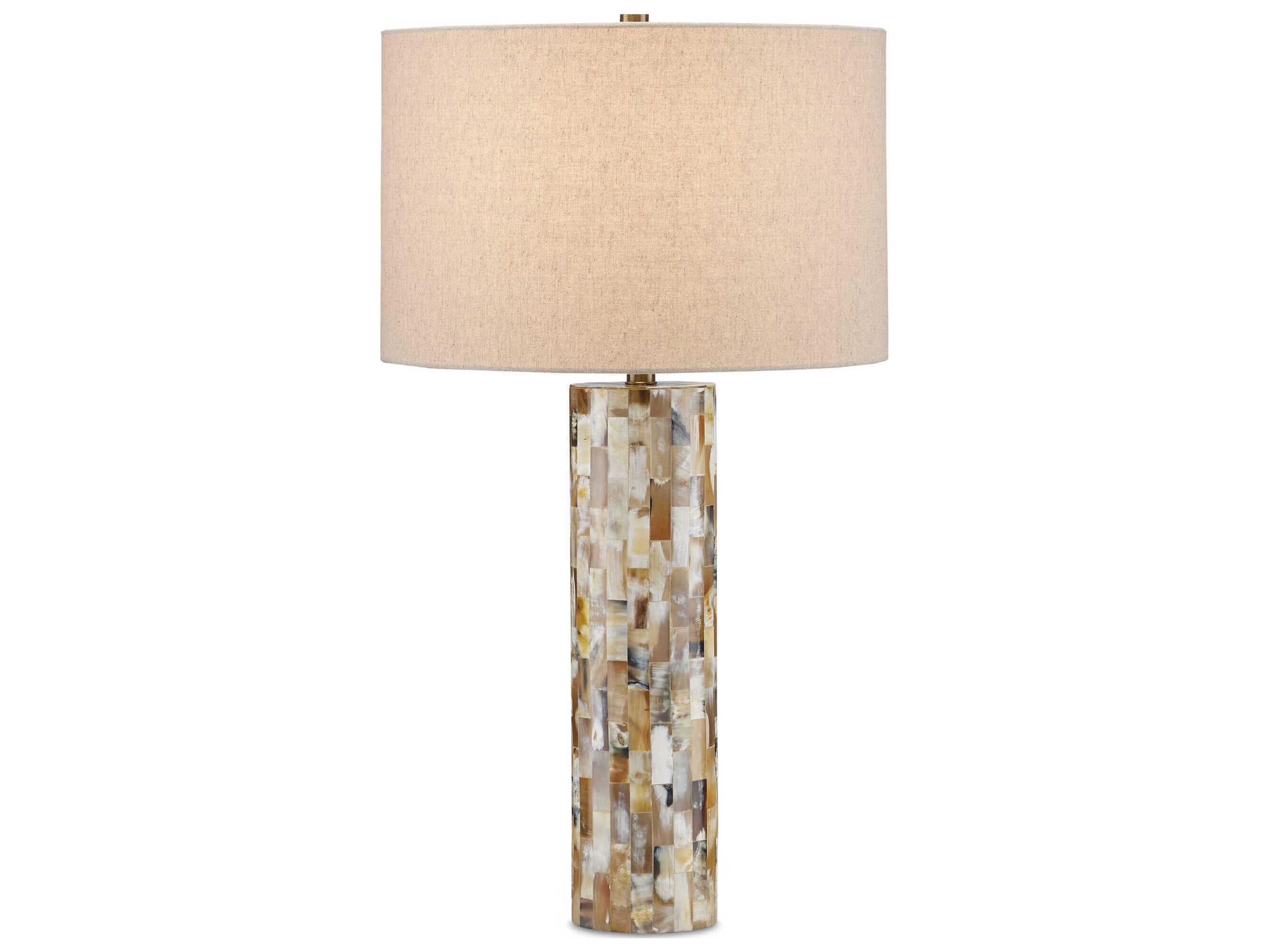 Currey & Company Colevile Natural Beige Linen Brown Buffet Lamp