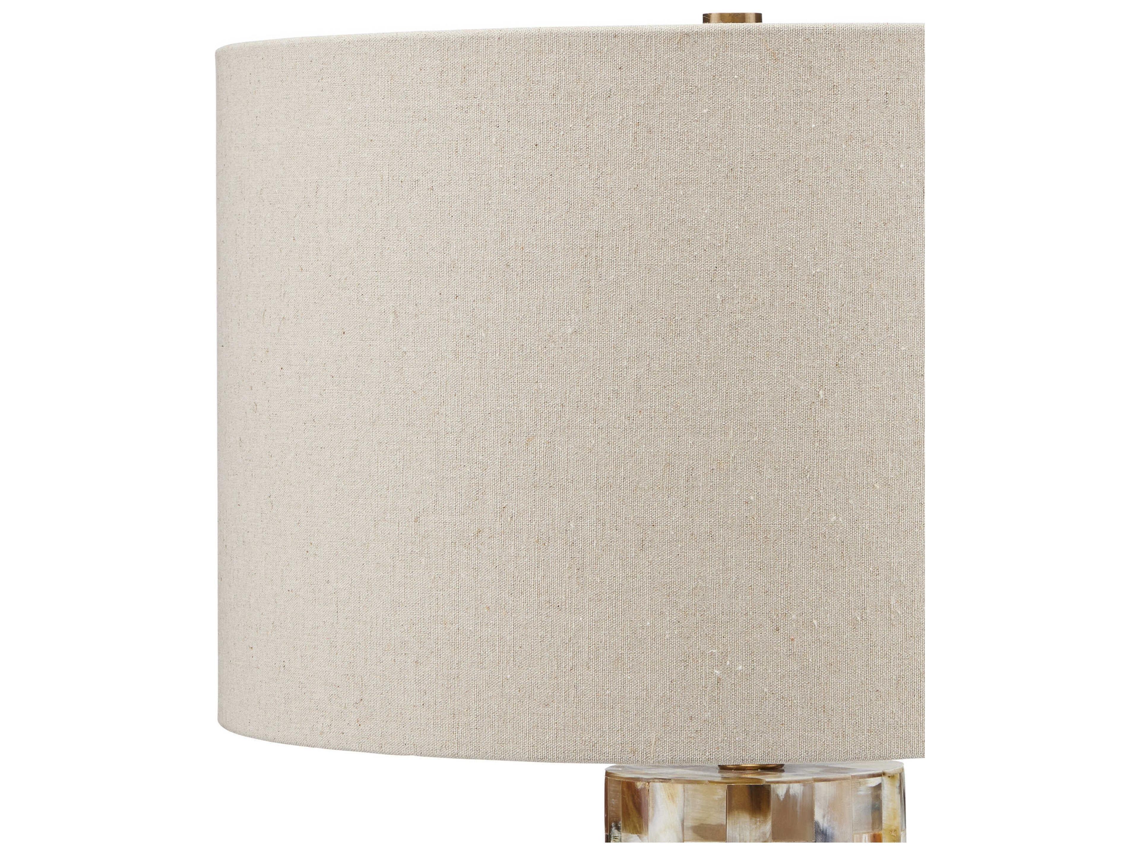 Currey & Company Colevile Natural Beige Linen Brown Buffet Lamp
