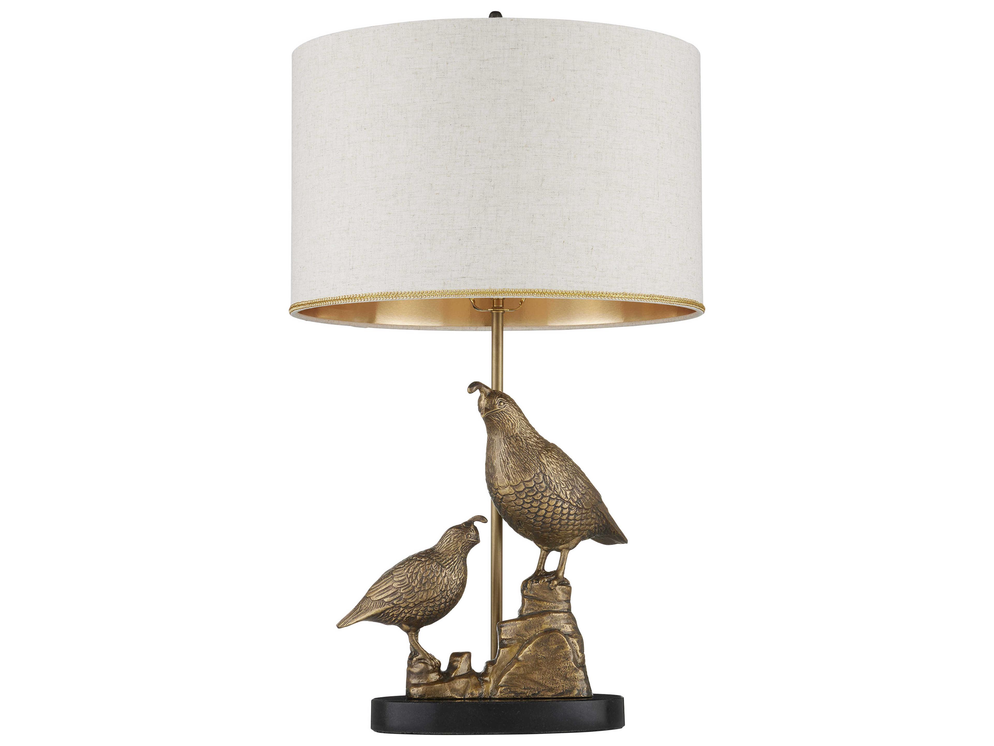 Currey & Company Codorniz Antique Brass Black Natural Linen With Gold Foil Lining Buffet Lamp