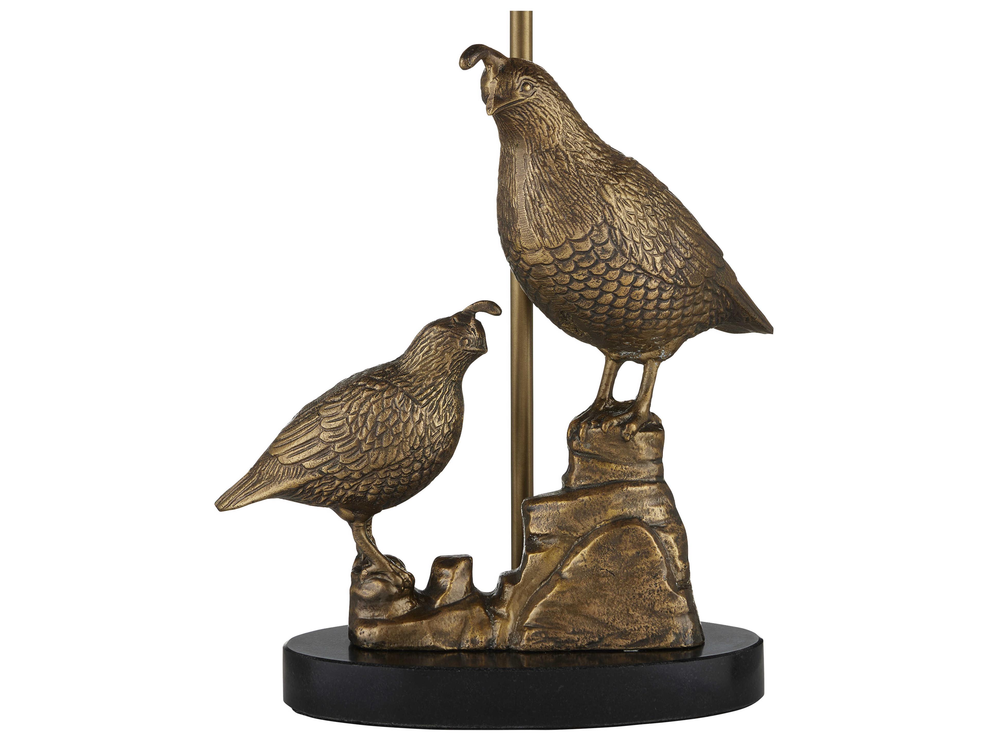 Currey & Company Codorniz Antique Brass Black Natural Linen With Gold Foil Lining Buffet Lamp