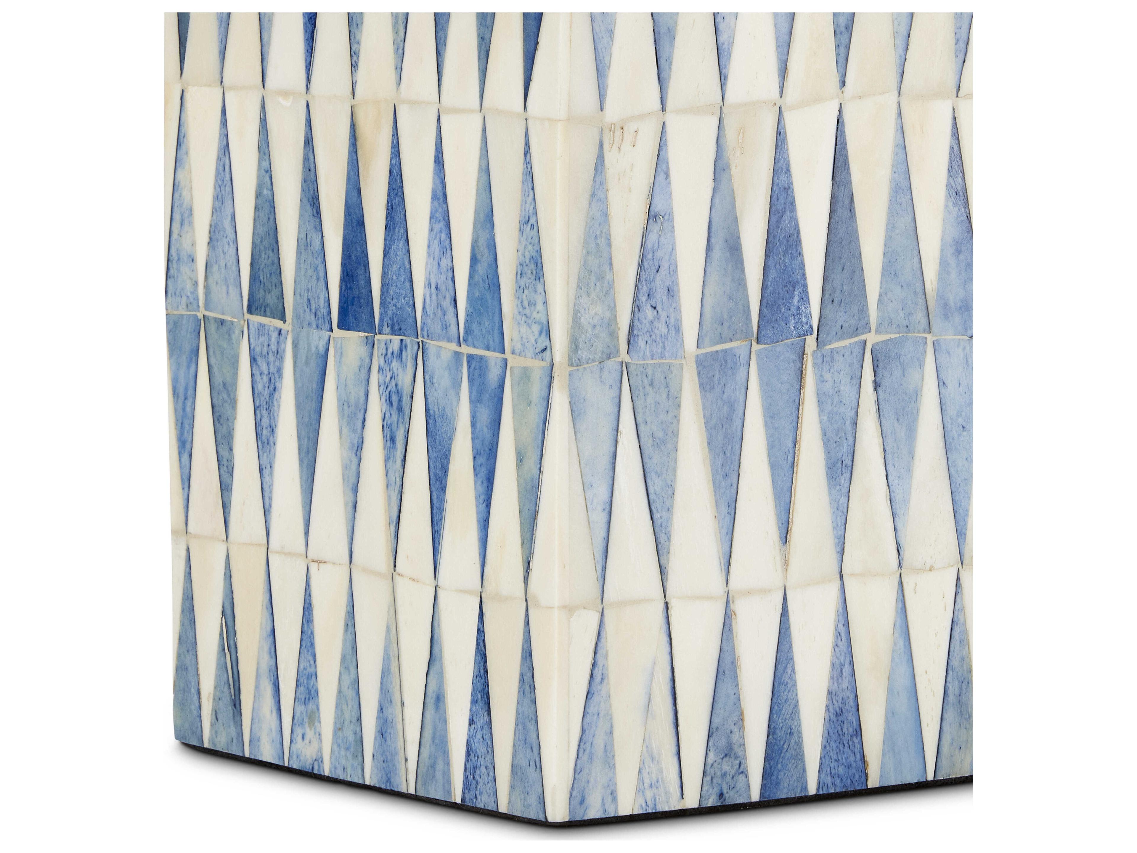 Currey & Company Nadene Blue White Brushed Brass Light Beige Linen Table Lamp