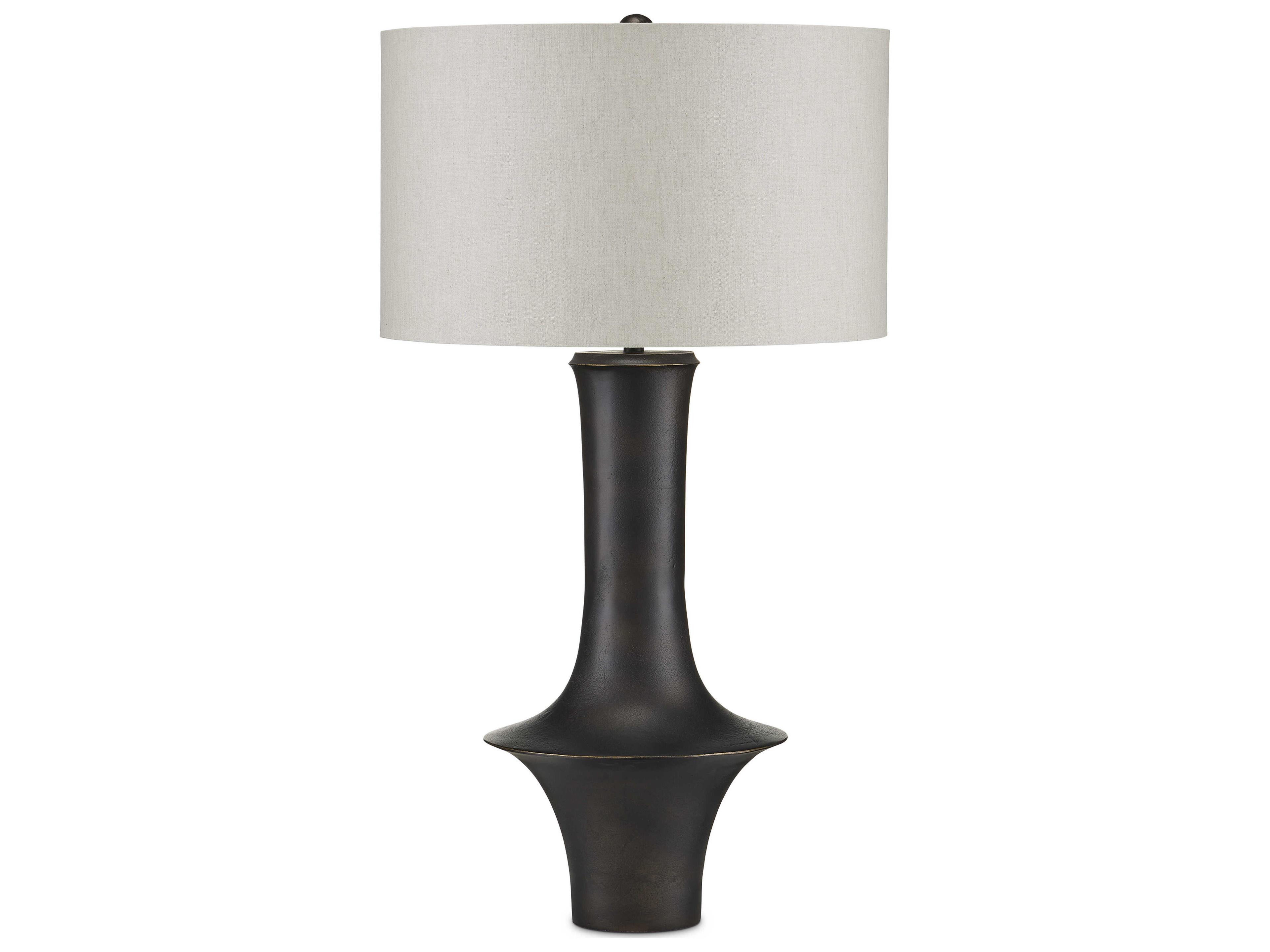 Currey & Company Silvestri Black Natural Linen Buffet Lamp