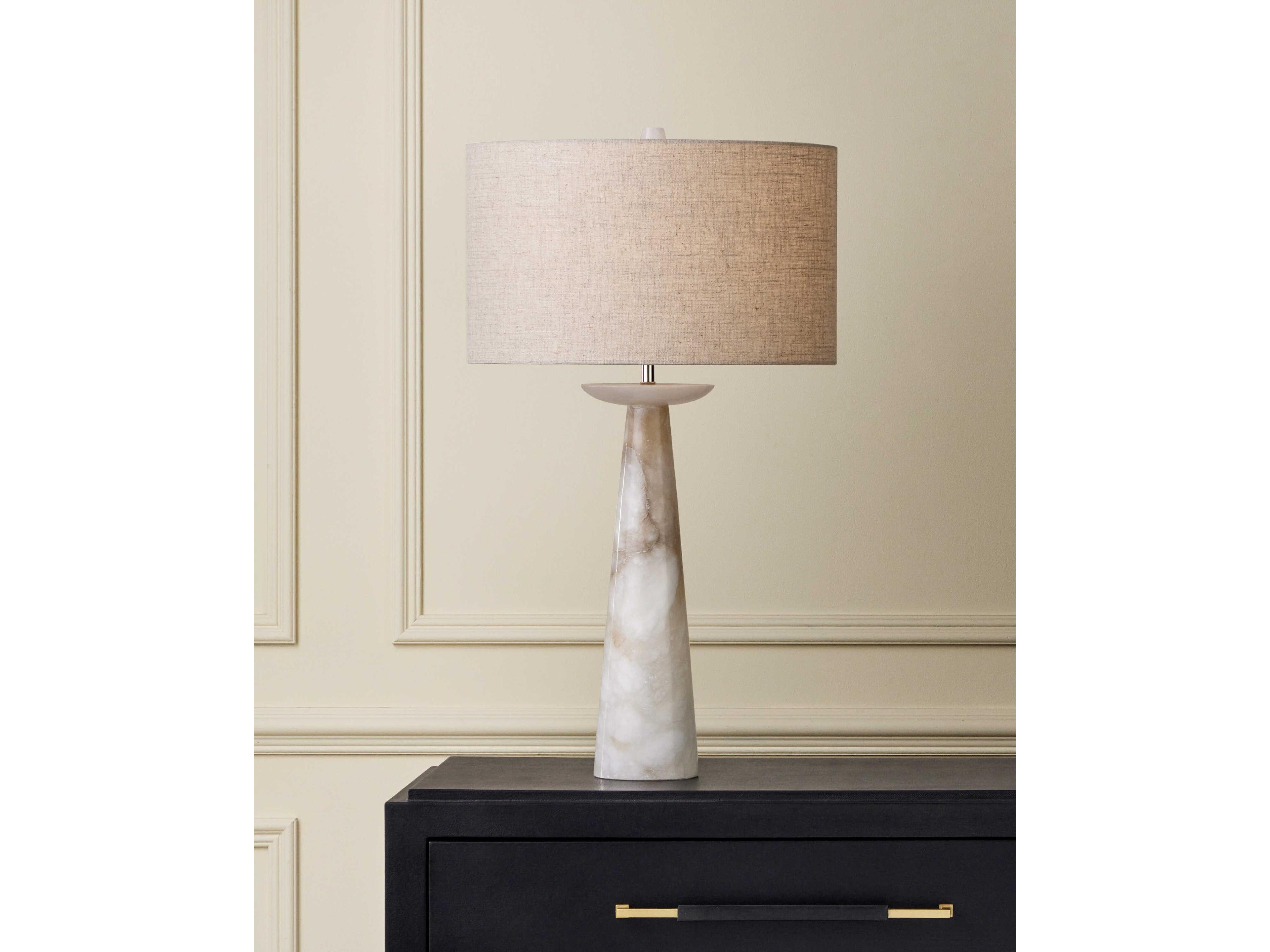 Currey & Company Pharos Natural Linen White Buffet Lamp