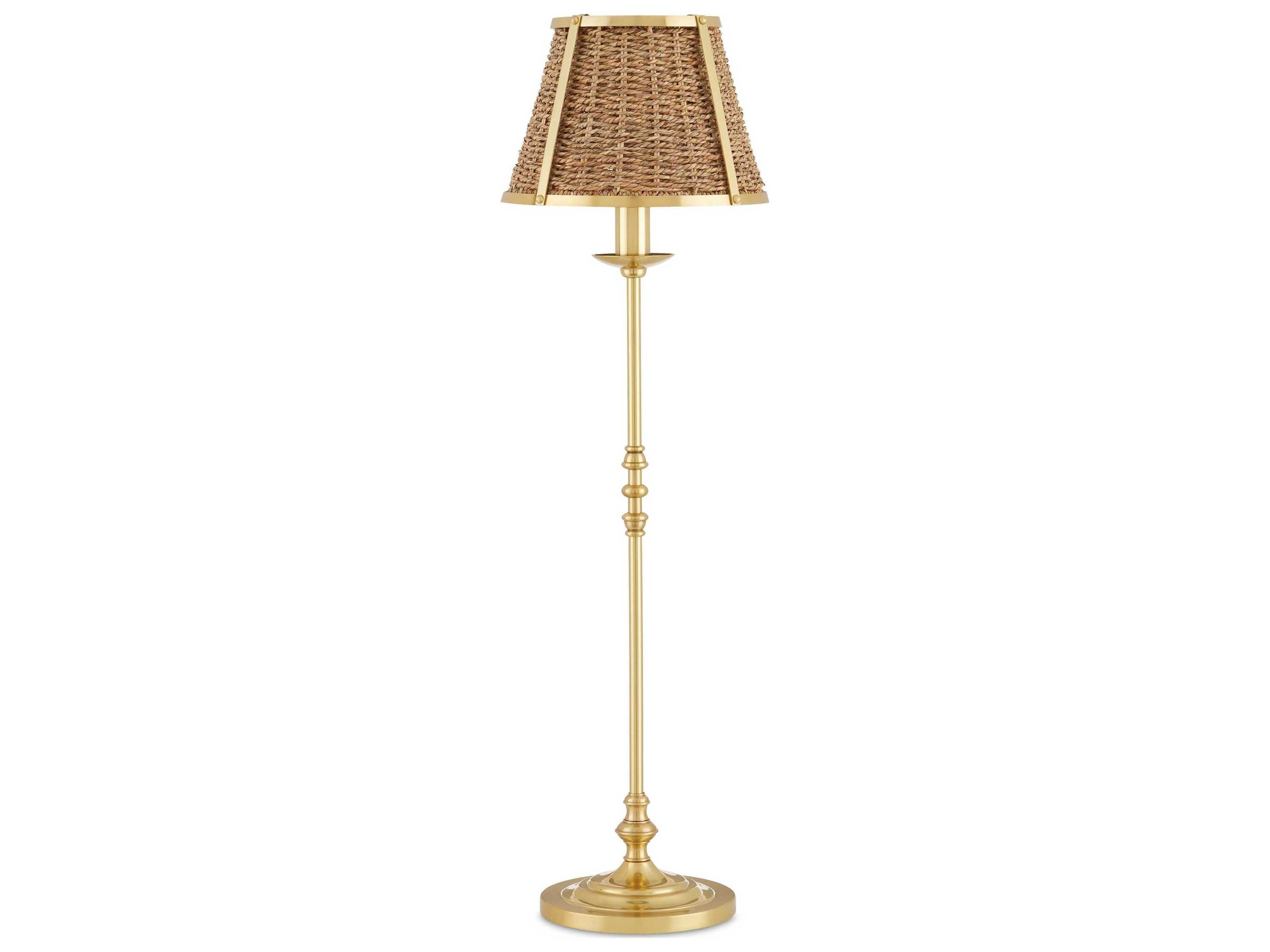 Currey & Company Deauville Polished Brass Natural Seagrass Buffet Lamp