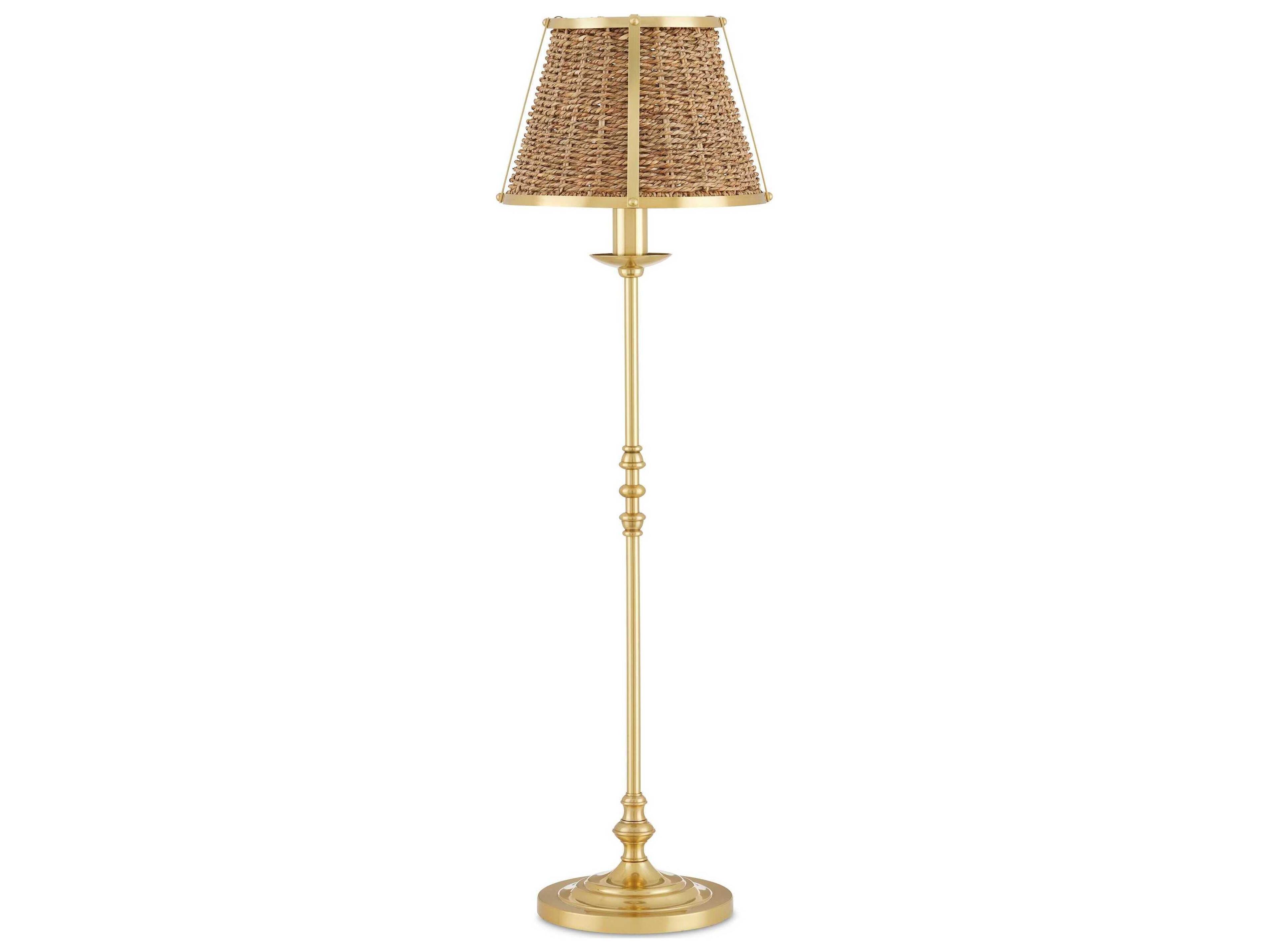 Currey & Company Deauville Polished Brass Natural Seagrass Buffet Lamp