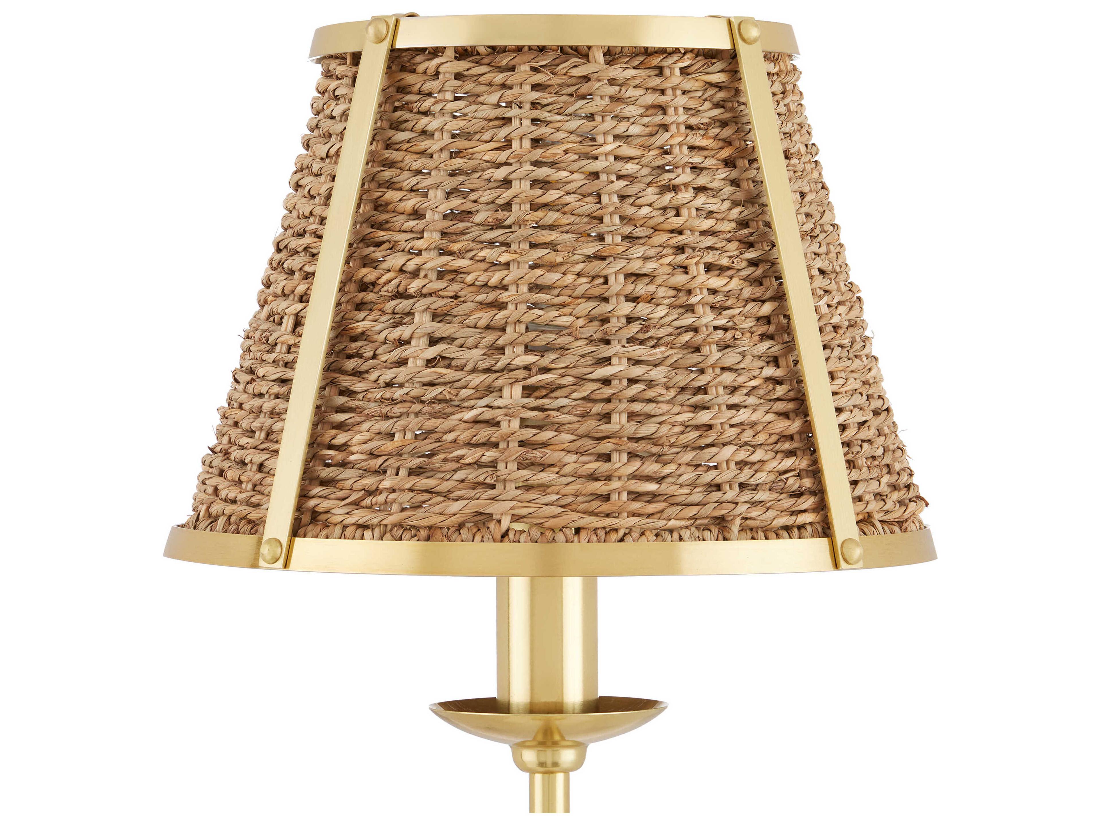 Currey & Company Deauville Polished Brass Natural Seagrass Buffet Lamp