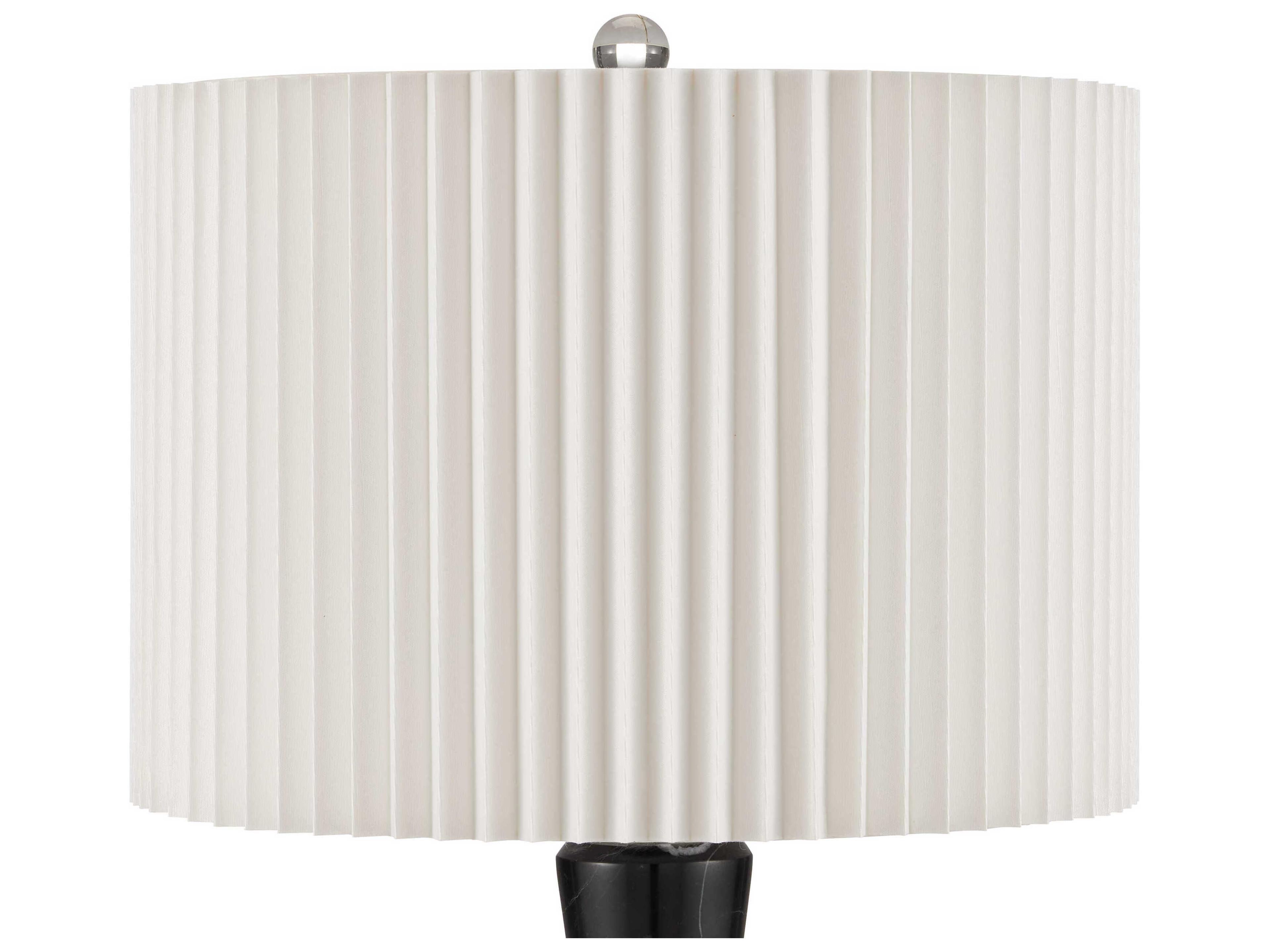 Currey & Company Edelmar Natural Brass Clear Off White Shantung Knife Pleated Black Buffet Lamp