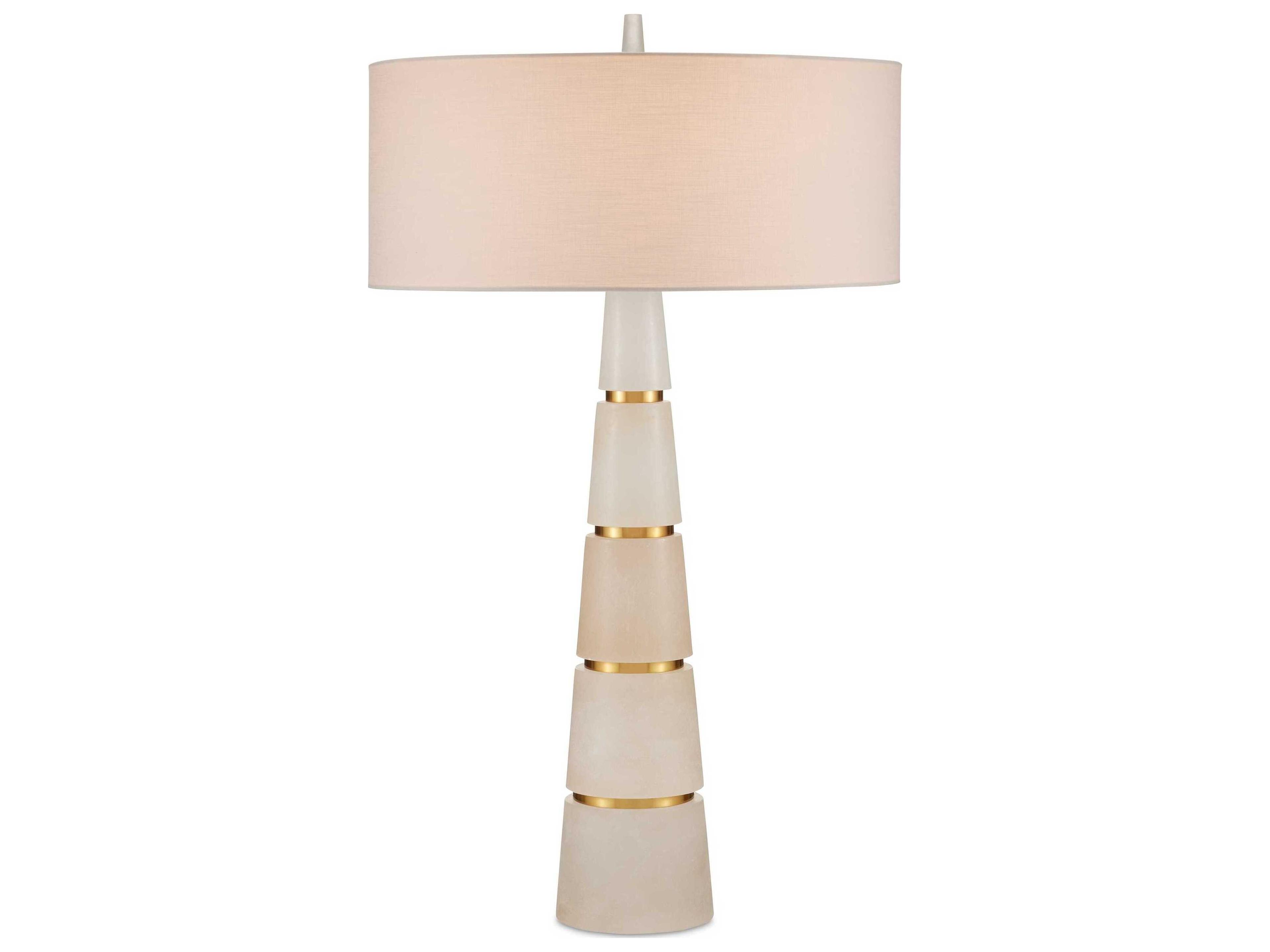 Currey & Company Eleanora Natural Brass Off White Linen Buffet Lamp